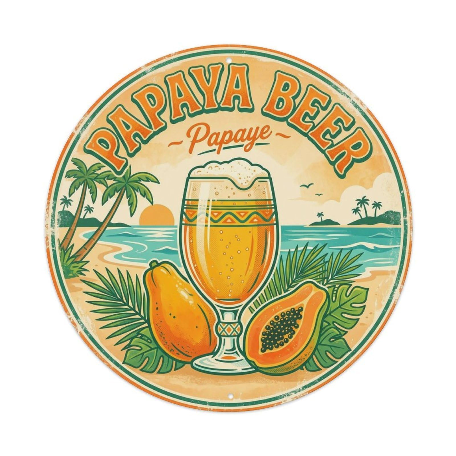 Papaya Beer Brewery Culture Wild Ferment Traditional Metal Tin Sign