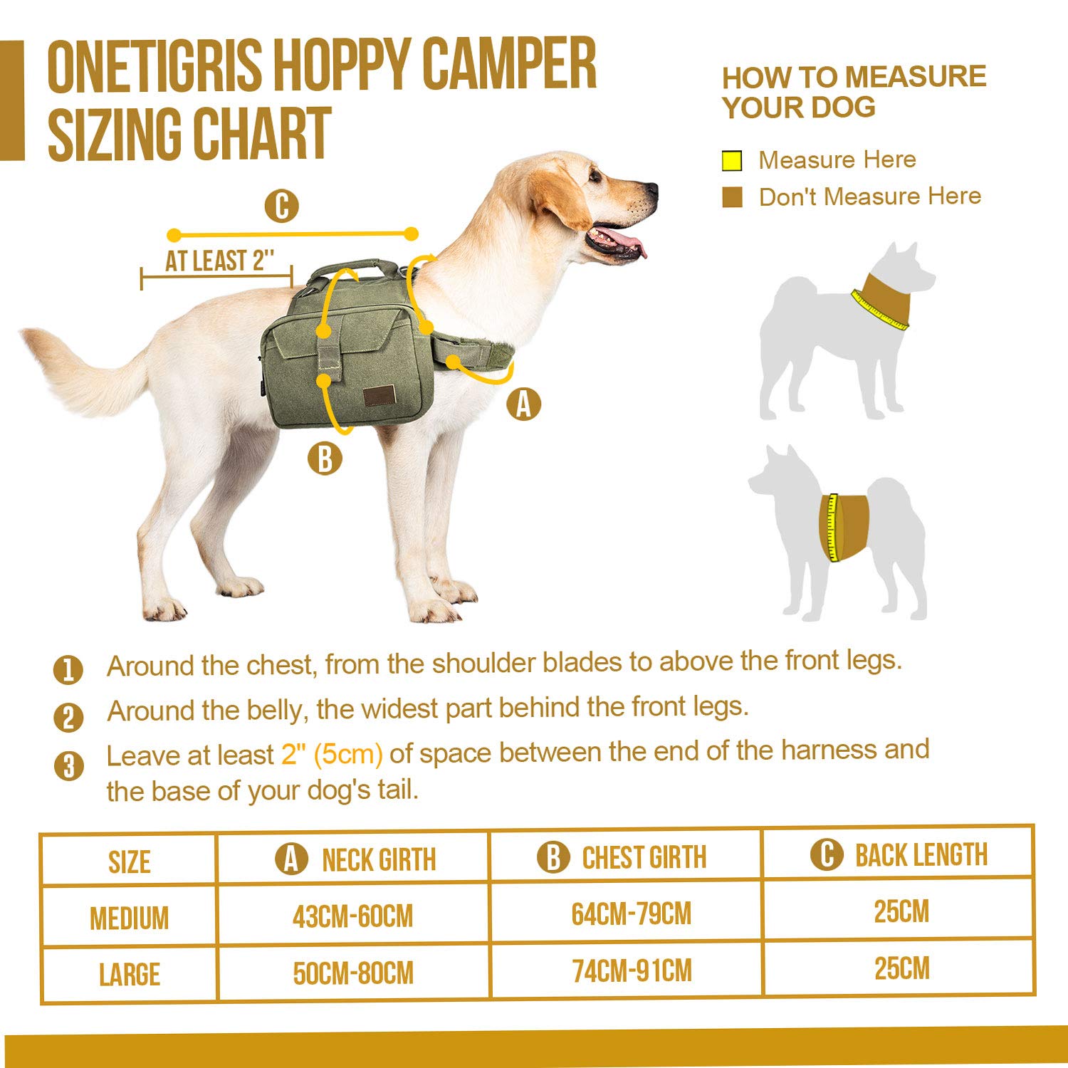 OneTigris Hoppy Camper 2,0 - Zaino per cani da campeggio, escursionismo, strappo, taglia M/L (L, verde ranger)