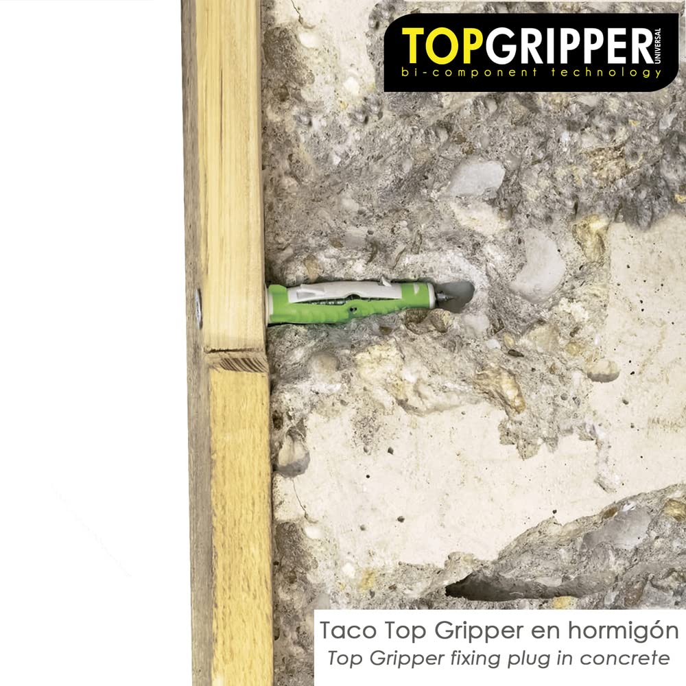 WOLFPACK LINEA PROFESIONAL - Cubo Tacos Topgripper Bimaterial Con Tornillos Ø 6 mm. 250 Piezas Taco Anclaje Universal, Taco Hormigon, Taco Pladur