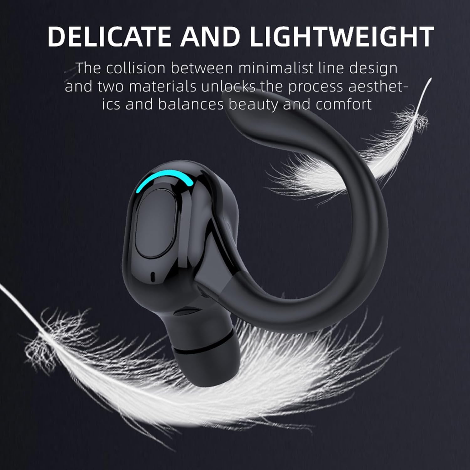 Wireless Earbuds with Earhooks Single Bluetooth Earpiece Sports Headphones Over the Ear Running Workout Wrap Around Earbuds 20H Long Battery Life Waterproof Noise Cancelling Headset for Android iOS - Image 7