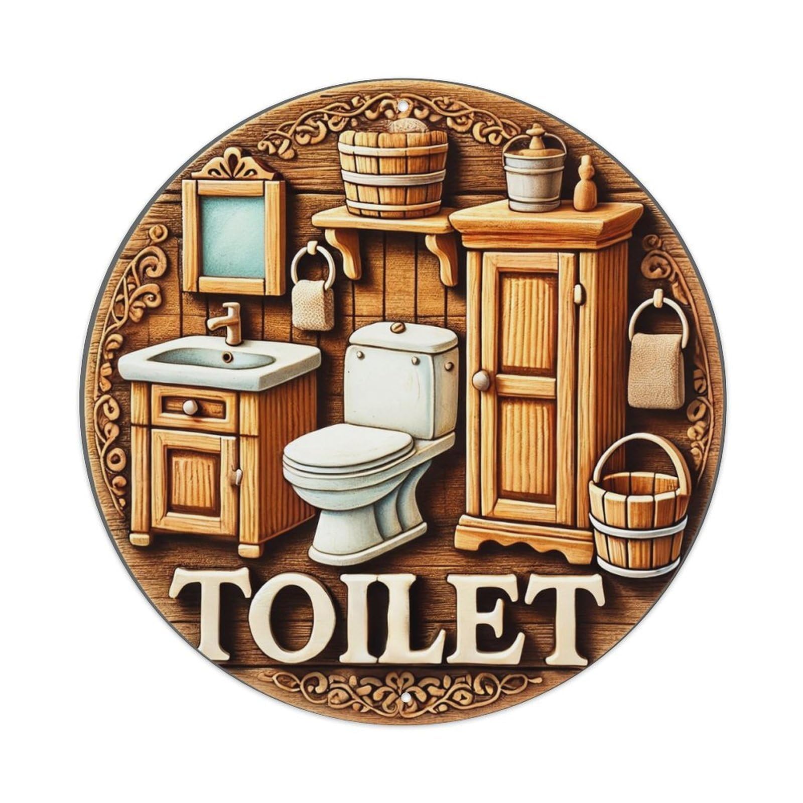 Bathroom Scene Illustration Design Metal Tin Sign Plaque
