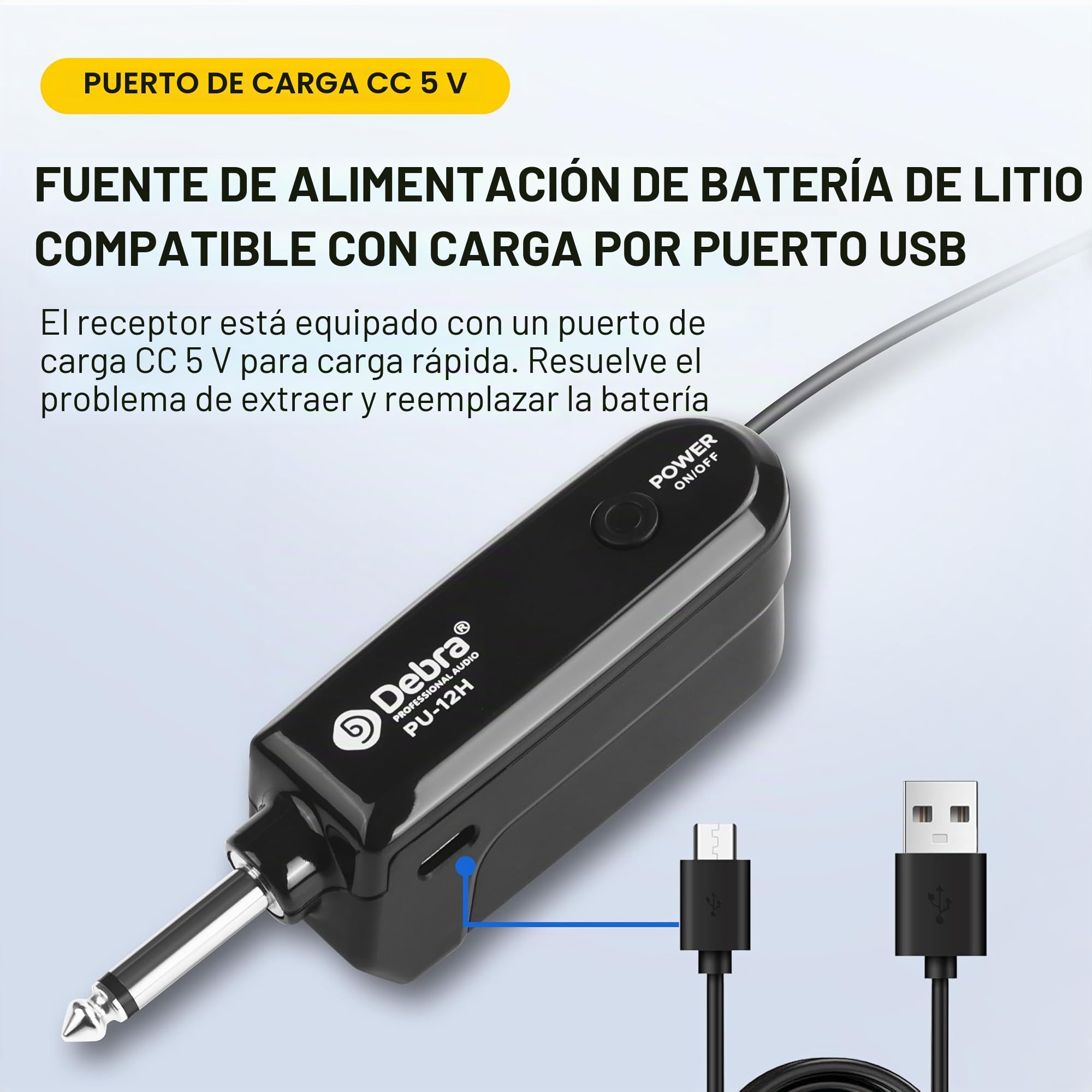 D Debra Microfono Inalambrico,Sistema de micrófono dinámico inalámbrico Dual UHF,Micrófono de Mano de Metal para Karaoke con Receptor de Canto Recargable,Micrófono para Karaoke,Iglesia