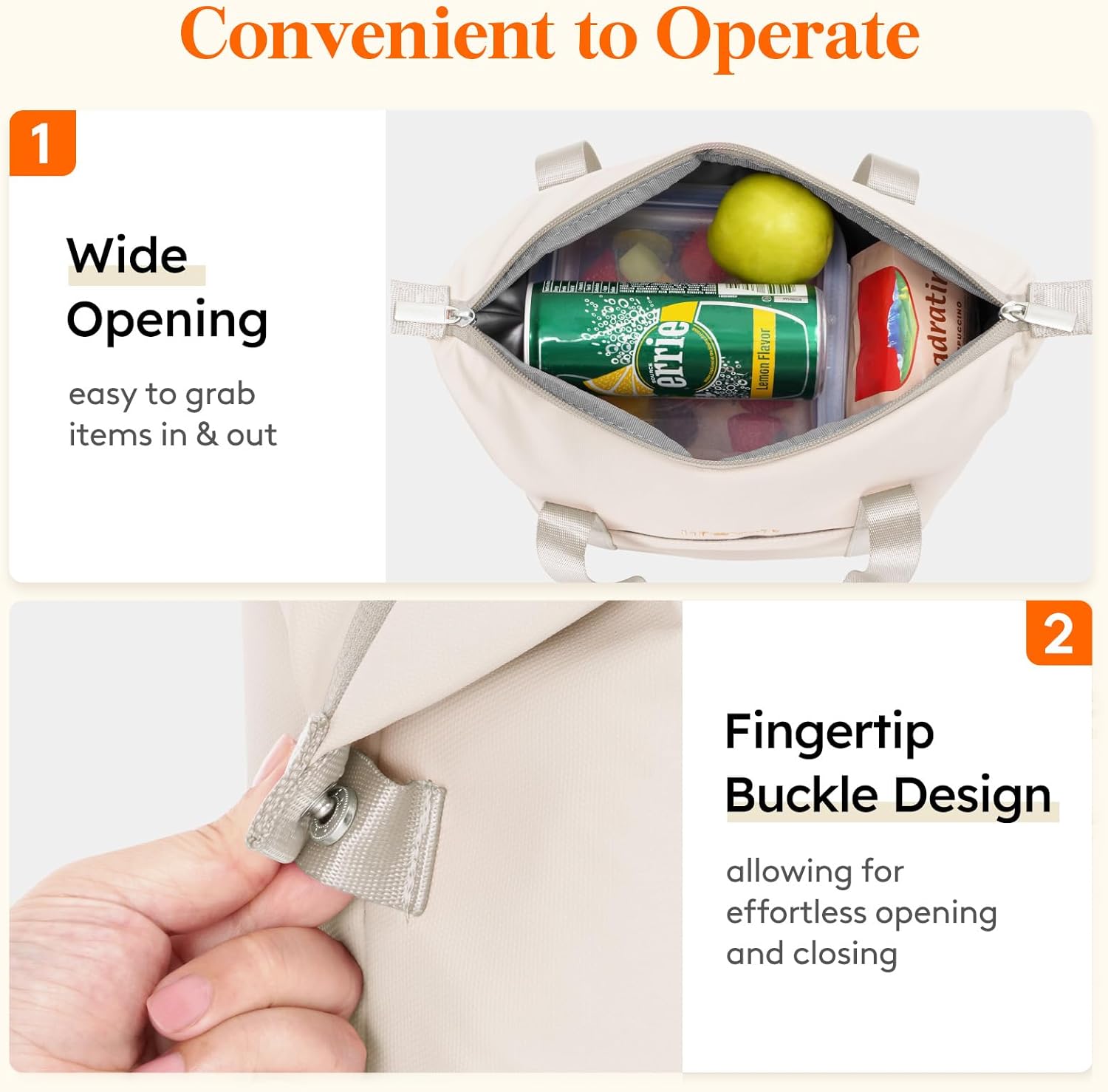 Lifewit Insulated Lunch Box for Women, Lightweight Tote Bag Reusable Lunch Bag Soft Cooler, Large Lunchbox for Work Travel for Women Adults, 6L Cream - Image 5