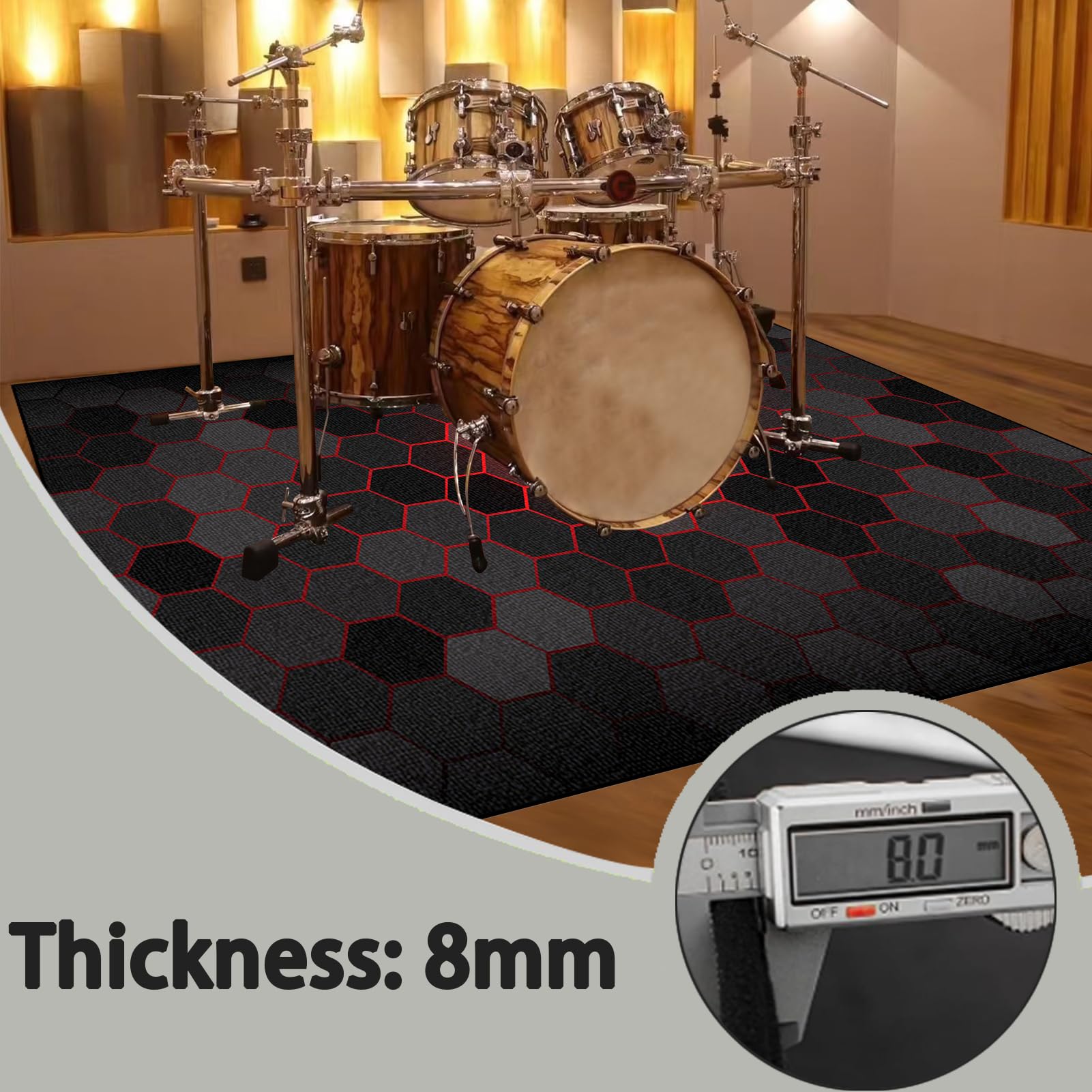 Dywan perkusyjny, izolacja akustyczna, profesjonalny elektroniczny jazz, zestaw do perkusji basowej, werbla, perkusji i innych instrumentów, 230 x 180 cm