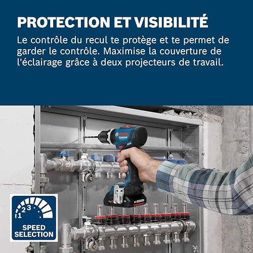 Bosch Professional 18V System perceuse-visseuse sans-fil GSB 18V-65 (avec 2 batteries GBA 2.0Ah, chargeur GAL 18V-40, 1 set de tournevis, L-Case) - 4