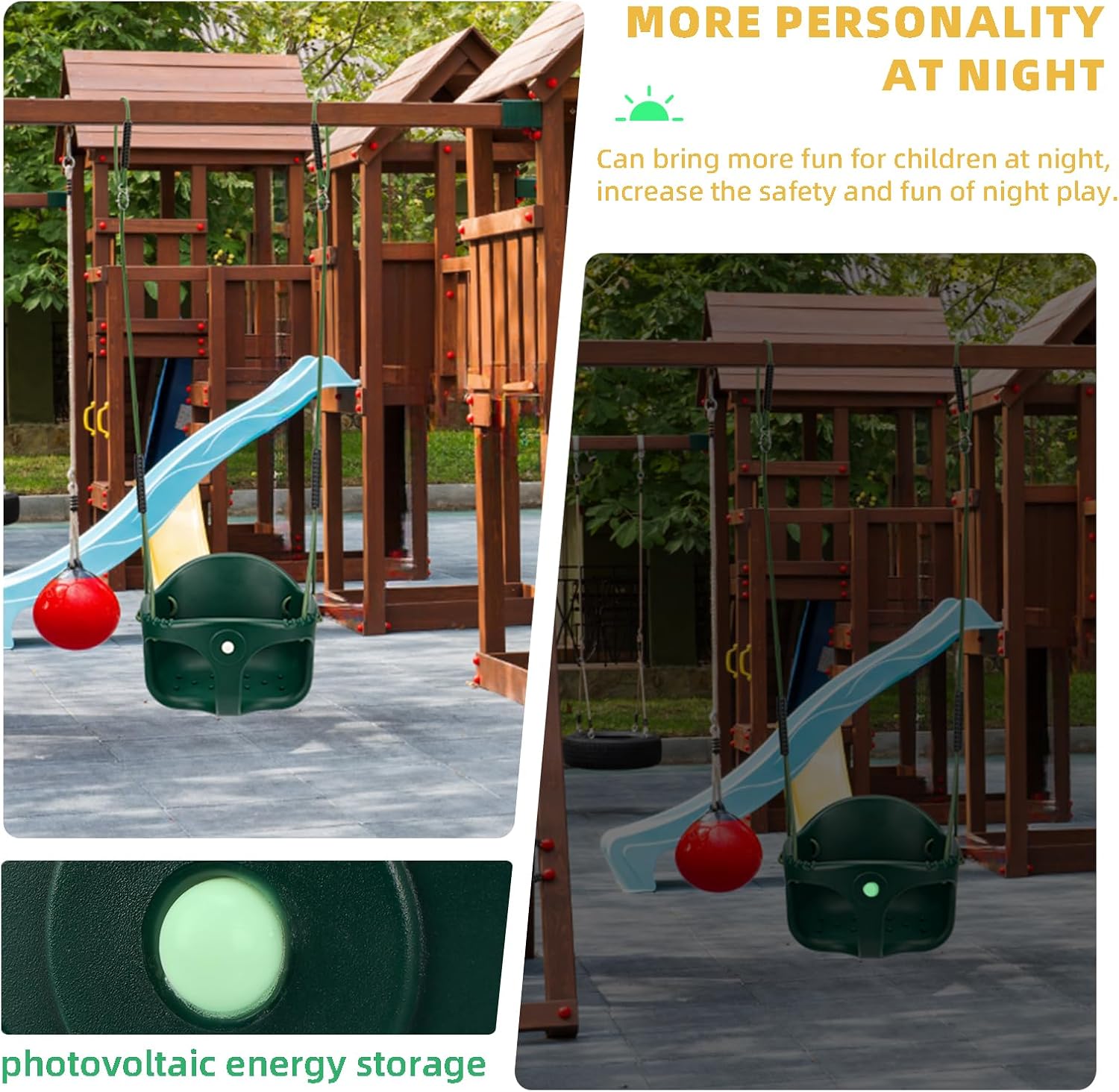 Dakzou Jungle Gym High Back Full Bucket Toddler Swing Seat Upgraded Heavy Duty with Finger Grip Chain Fully Assembled Swing Set Accessory【 Green
