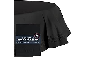 Round Paper Table Cloths 82" – 4-Pack Black Paper, 3-Ply Premium