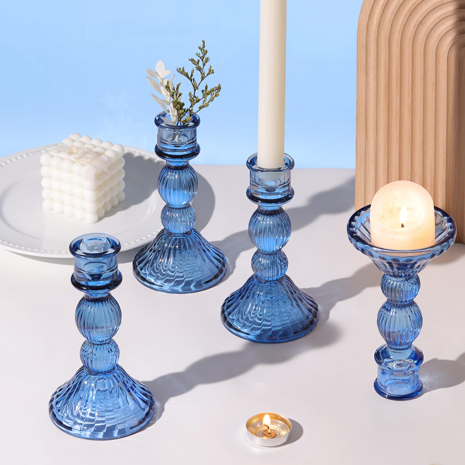 Amazon.co.jp: ブルーキャンドルスティックホルダー4個セット - 縦型 Amazon.co.jp: ブルーキャンドルスティックホルダー4個セット - 縦型