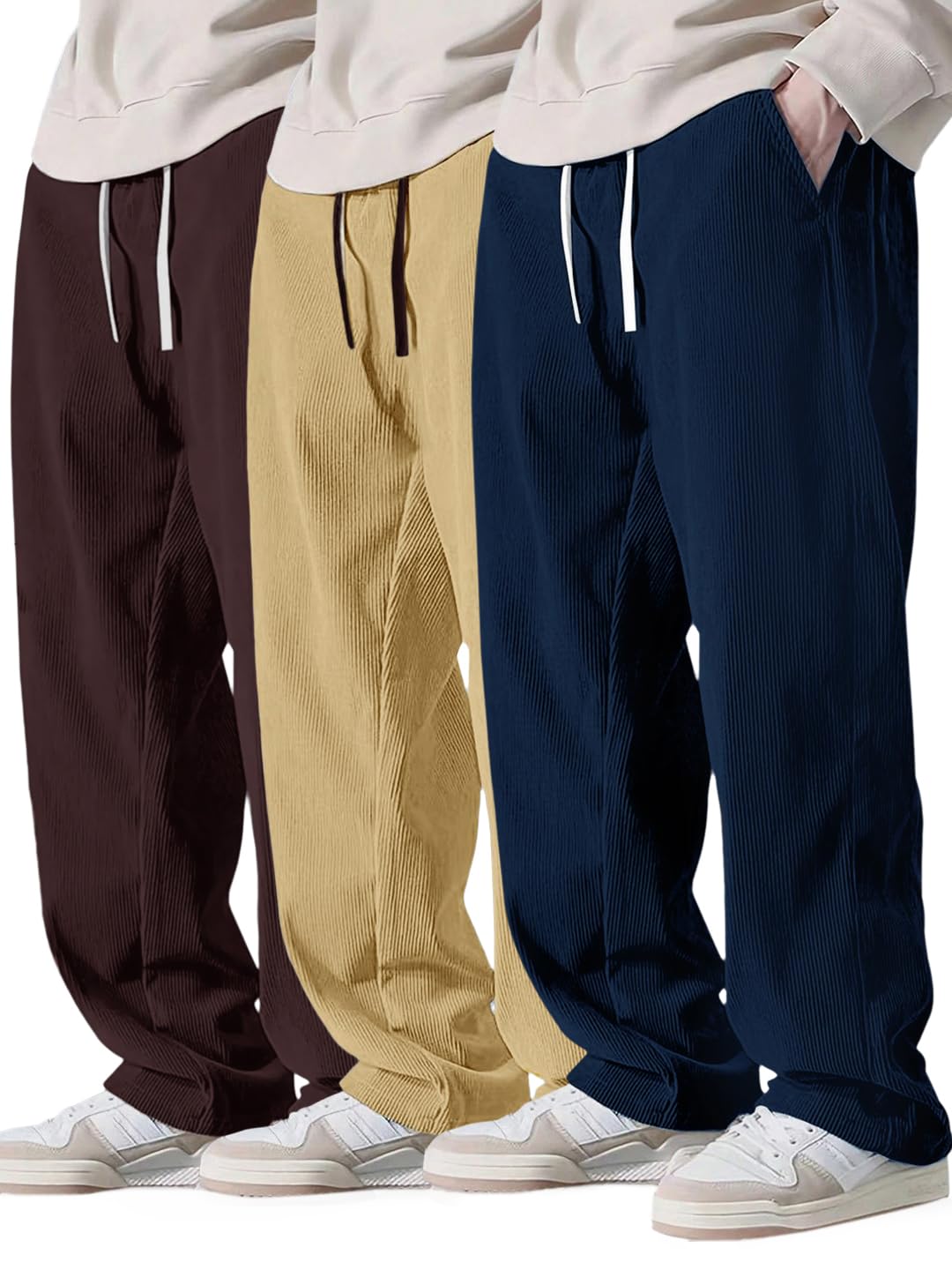 pinkmint Men’s Stretchable Ribbed Track Pants | Poly Lycra Relaxed Fit Trousers | Elastic Waist Drawstring Joggers | Casual, Gym, Lounge Wear for Men-picture-10
