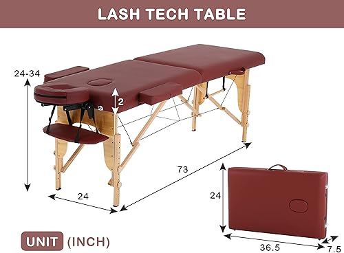 Miniatura 6 de Mesa de masaje portátil, mesa de masaje plegable con funda de transporte, altura ajustable para cama de pestañas, mesas de masaje portátiles para