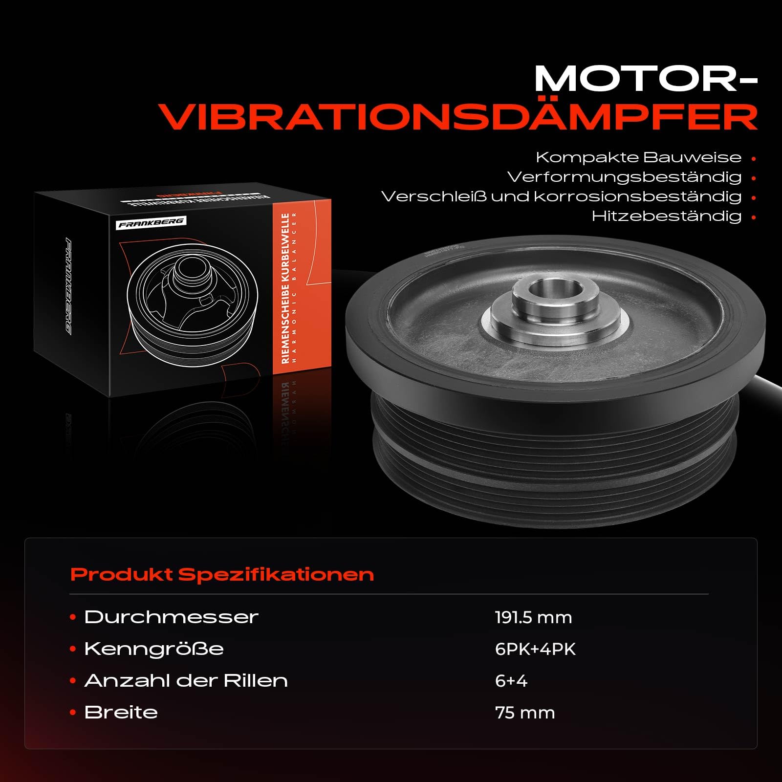 Frankberg Riemenscheibe Kurbelwelle Kompatibel mit 1er E87 3er E46 3er E90 3er Cabriolet E46 3er Touring E46 5er E60 5er Touring E61 X3 E83 Replace# 11237805696