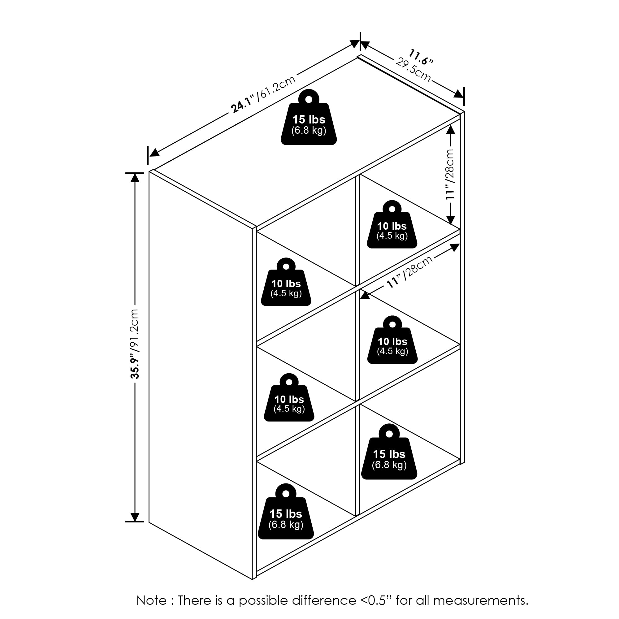 Furinno PELLI Organisateur de Placard 6 Cubes, étagères Ouvertes pour Dressing, Chambre, Salon, Expresso, Espresso