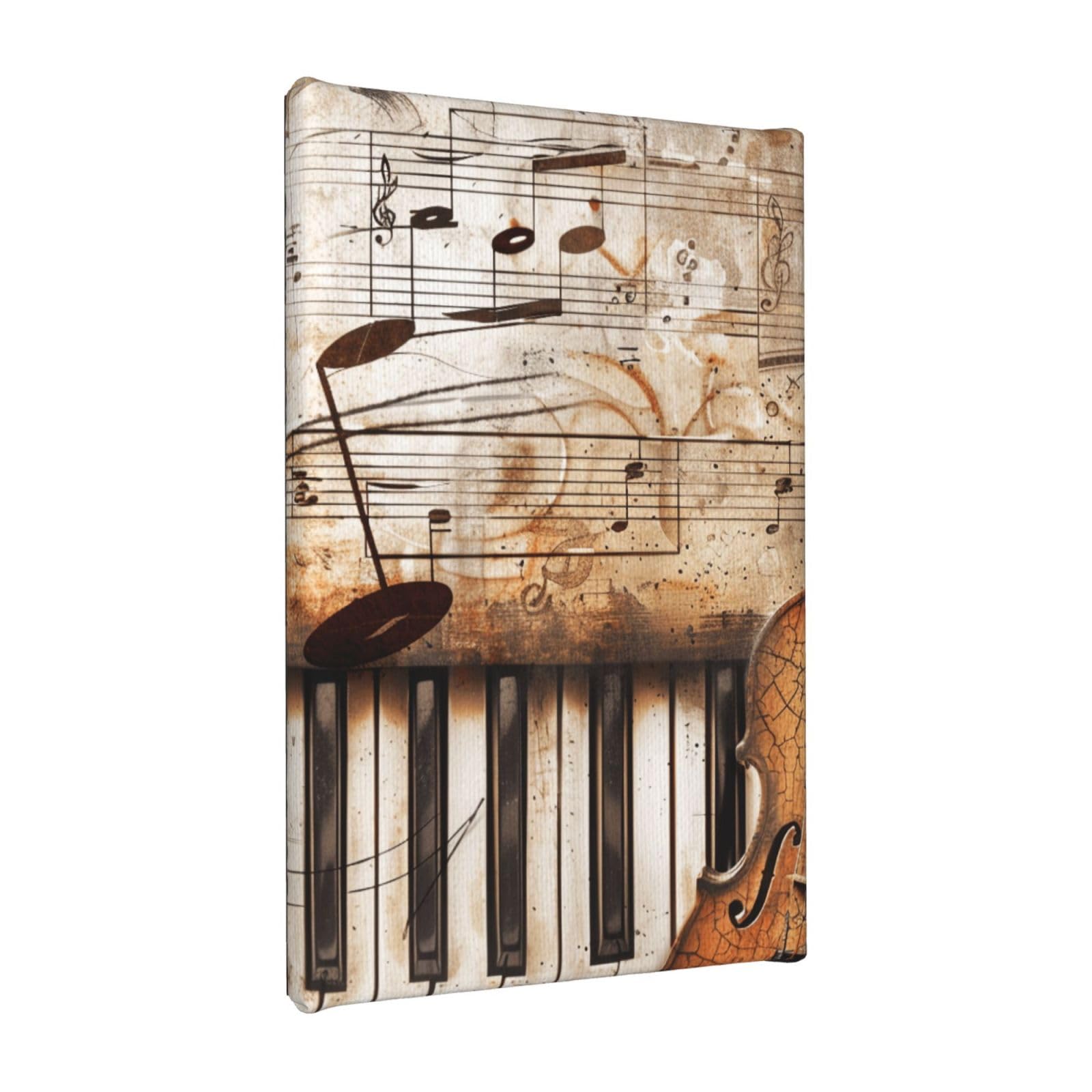 YKLJG Piano Violin Music Notes Printed Wall Art Canvas Painting 20x30 CM Wooden Framed Picture Painting Artwork Prints for Bedroom Kitchen Home Office Decor