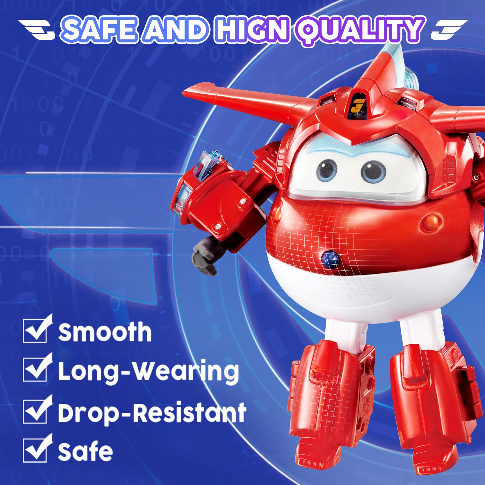 Super Wings Jett Giocattolo Trasformabile 12,5 Cm - Da Aereo A Robot In 10 Mosse, Stagione 4, Per Bambini 3+ - 6