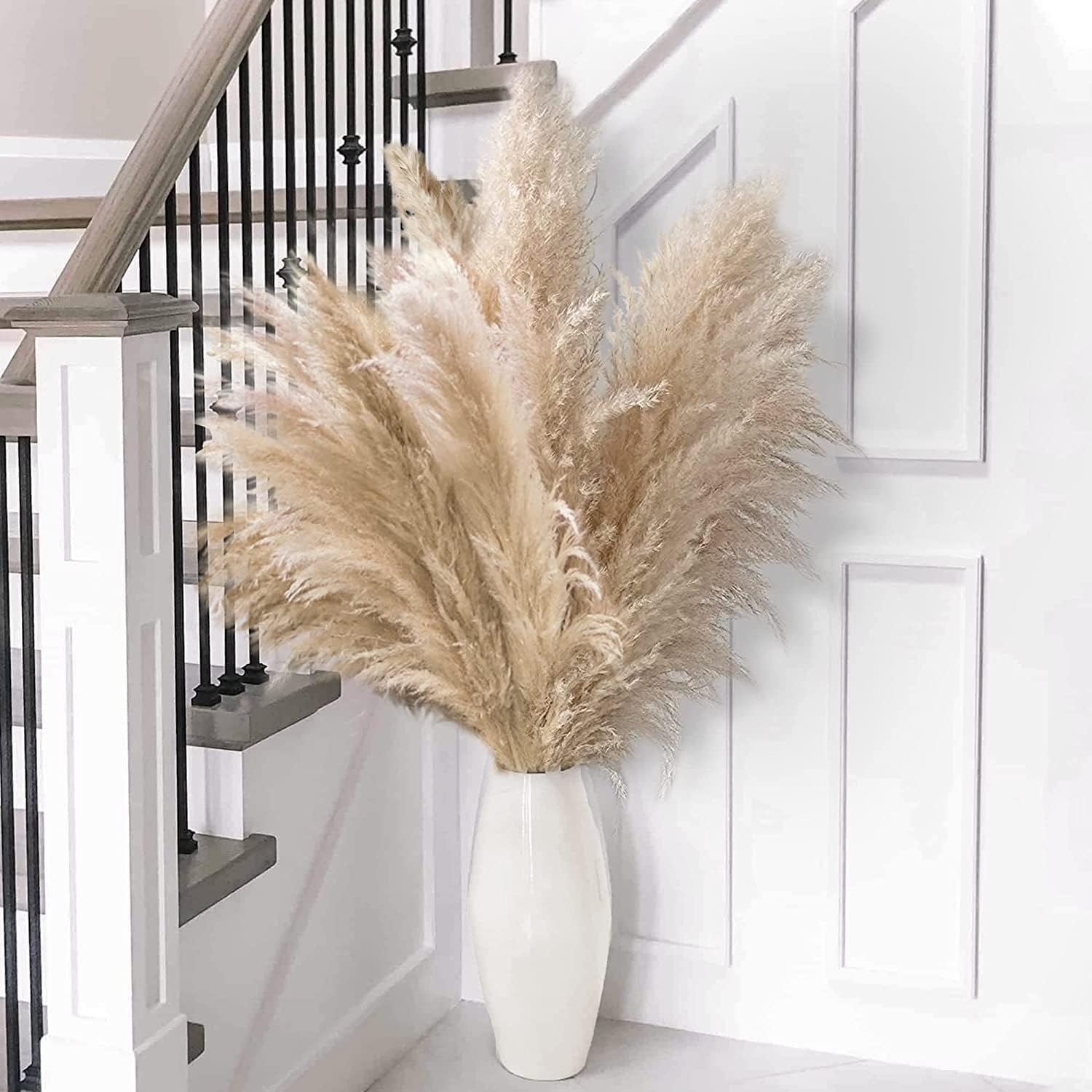 10 Pezzi 100cm Grandi Fiori di Pampa Artificiali Soffici,Piume Erba Della Pampas Naturali,Boho Home Decor,Decorazione Alta di Erba di Pampa Naturale,per Matrimoni,Feste