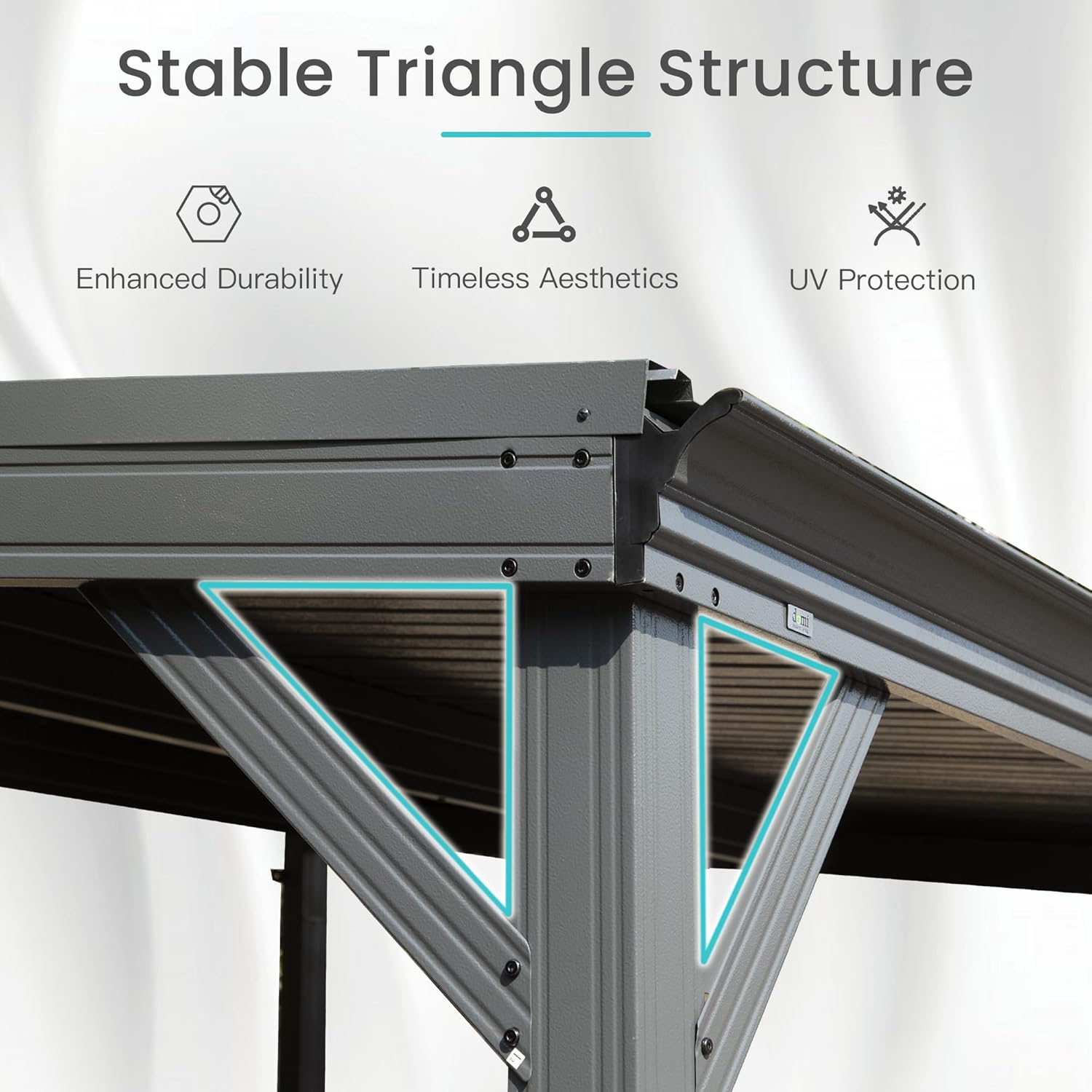 Domi 12' x 20' Lean to Gazebo, Wall Mounted Gazebos Pergola with Built in Drainage System, Galvanized Steel Roof, Hardtop Patio Shelter for Deck, Porch, Backyard and More