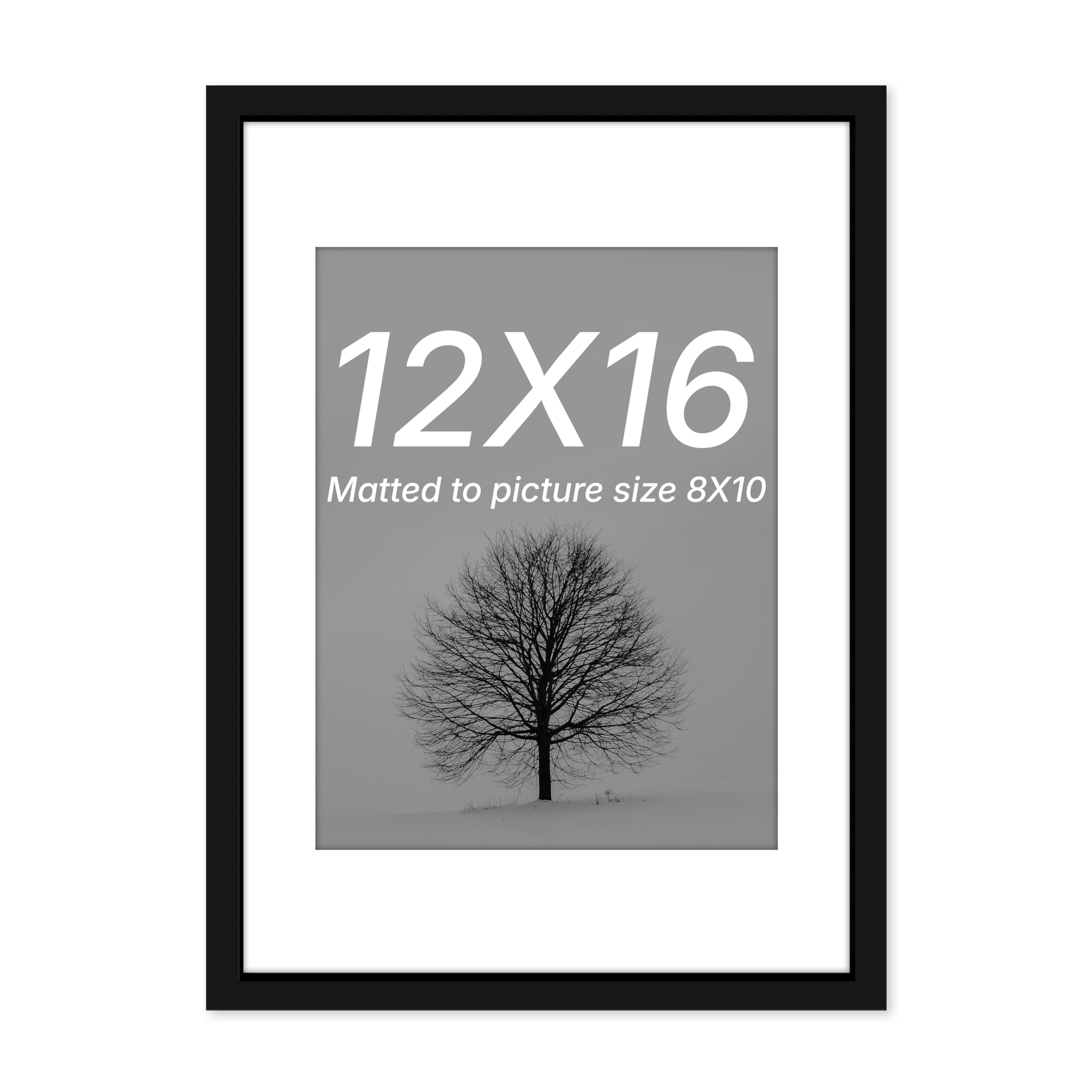 Art Street Synthetic Document Large Size Wall Photo Frame, Big Frames For Wall Artwork, Certificates, Picture & Photographs Home Decor(12x16 Inch, Matted To 8x10 Inch, Black)