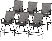 Vista 26 de LEVELEVE Juego de 2 taburetes de bar giratorios para patio, muebles de textileno para exteriores, estabilidad para todo tipo de clima (2, tela beige)