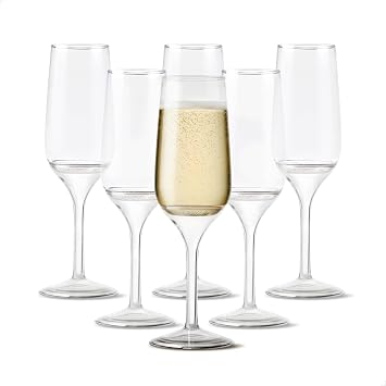 TOSSWARE POP 6oz Champagne Flute with Clear Detachable Stem Set of 48, Premium Quality, Recyclable, Unbreakable & Crystal Clear Plastic Champagne Glasses