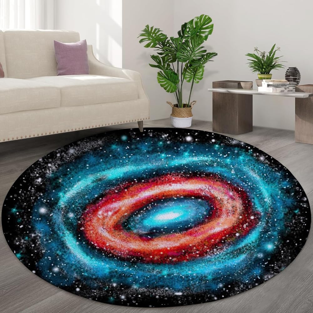 Tapis rond universe galaxy vortex 3D pour salon et chambre