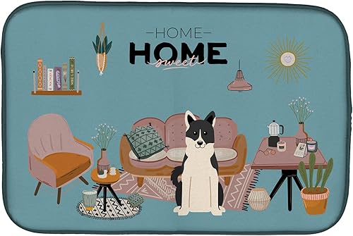 Miniatura 259 de Caroline's Treasures CK7824DDM - Tapete absorbente para secado de platos con diseño de bulldog inglés, rojo y blanco, para encimera de cocina, 14 x