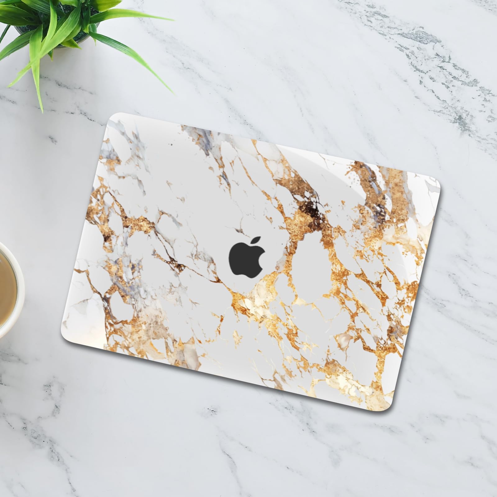 MOSISO Compatible with MacBook Air 13 inch Case 2025 2024 2023 2022 M4 A3240 M3 A3113 M2 A2681, Plastic Hard Shell&Keyboard Cover&Screen Film for MacBook Air 13.6 inch Case, Artistic Gold Marble
