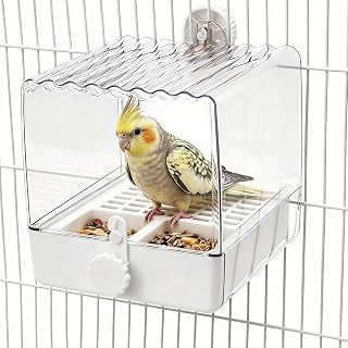 Litewoo 3 in 1 Hanging Bird Bath Parrot Feeder for Parrot Cage, White