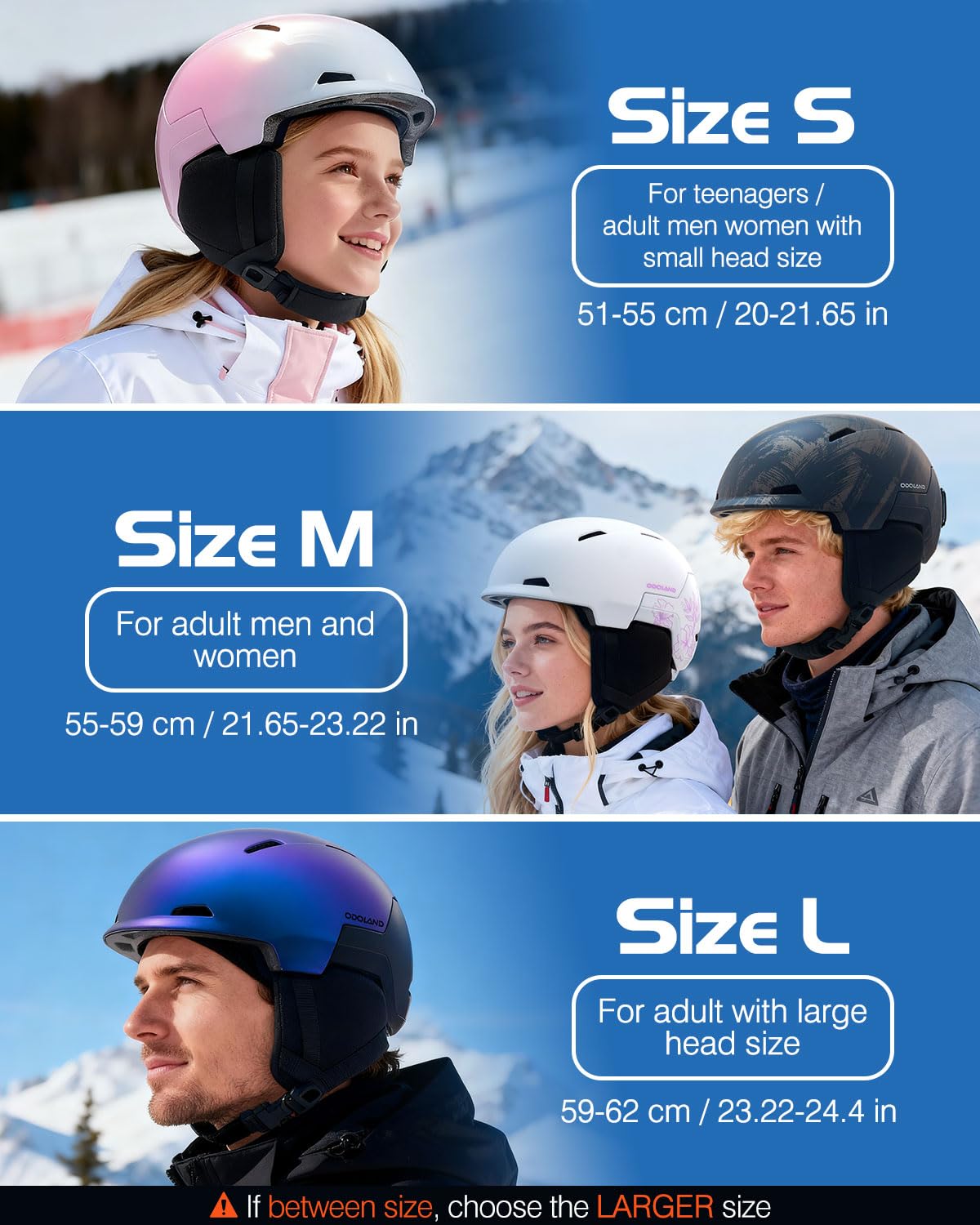 Odoland Casque de Ski pour Homme Femme, Casque de Snowboard avec Réglage Ajustable pour Adulte Adolescent, Certifié Sécurité, Compatible avec Les Lunettes de Ski, pour Ski, Snowboard