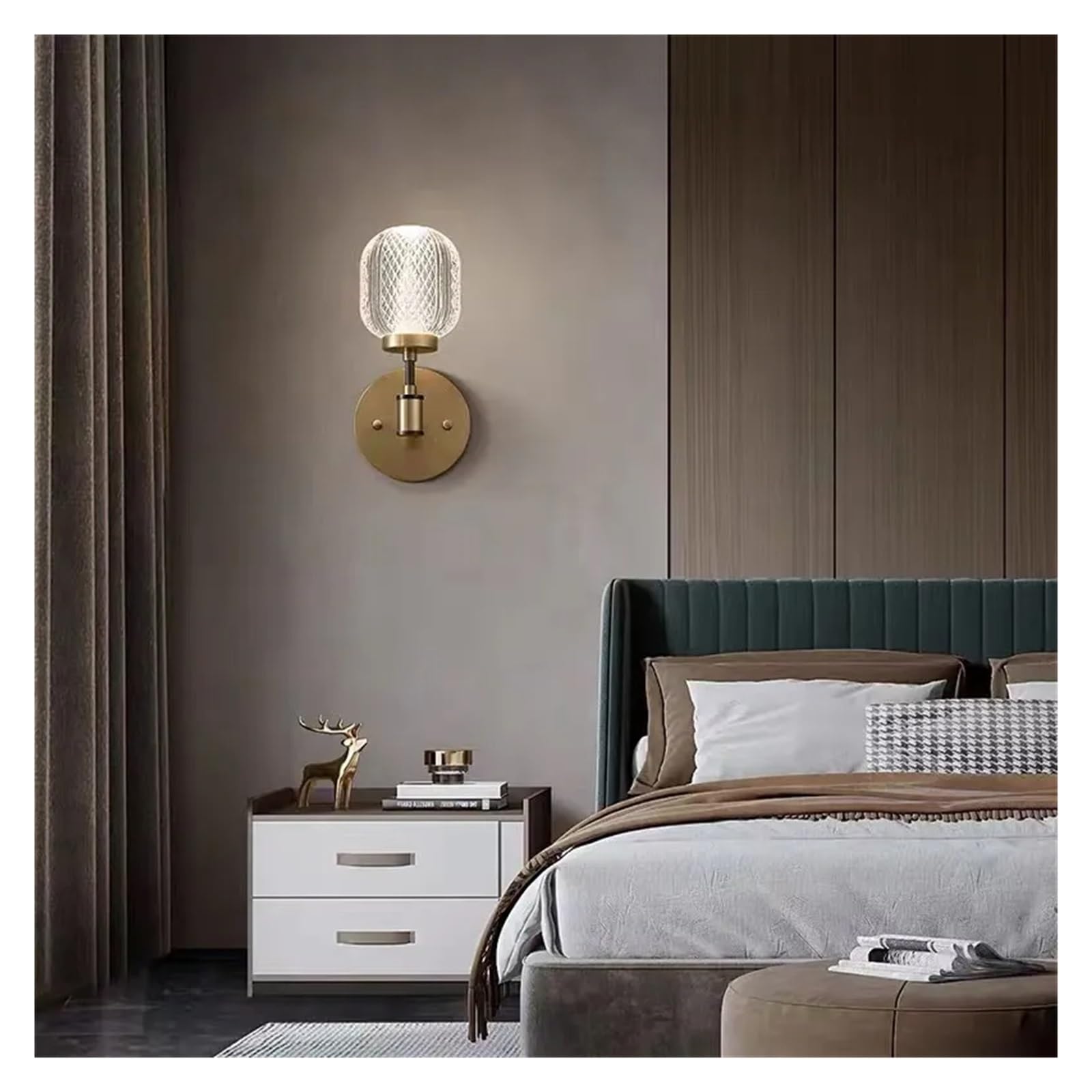 Lampada da parete di lusso a luce LED nordica Lampada da comodino moderna e calda per camera da letto Lampada da comodino per soggiorno Sfondo Decorazione da parete Mobili sospesi a parete, Lampada da