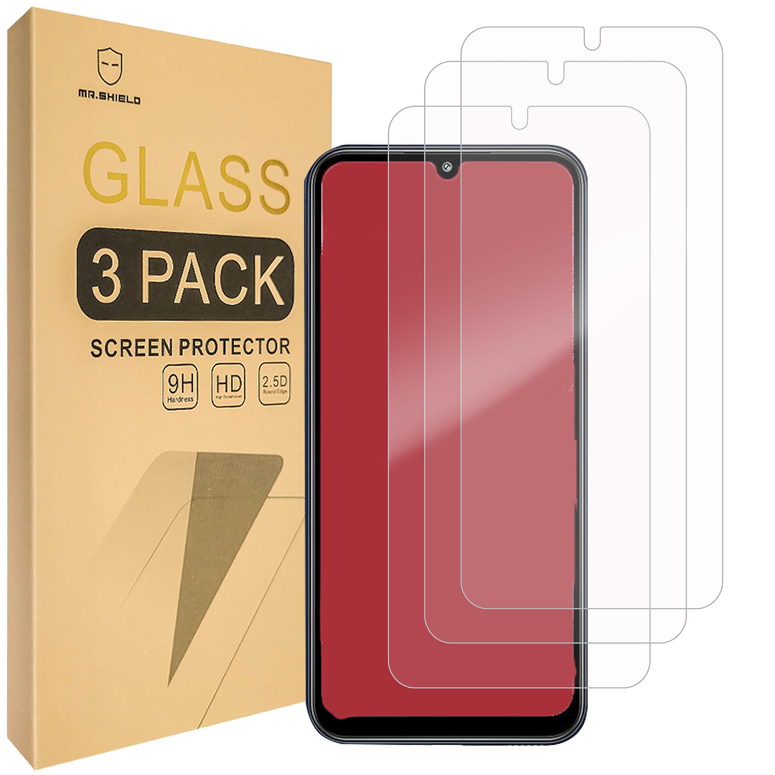 Mr.Shield Screen Protector compatible with Samsung Galaxy M34 5G / Galaxy F34 5G [Tempered Glass] [3-PACK] [Japan Glass with 9H Hardness]