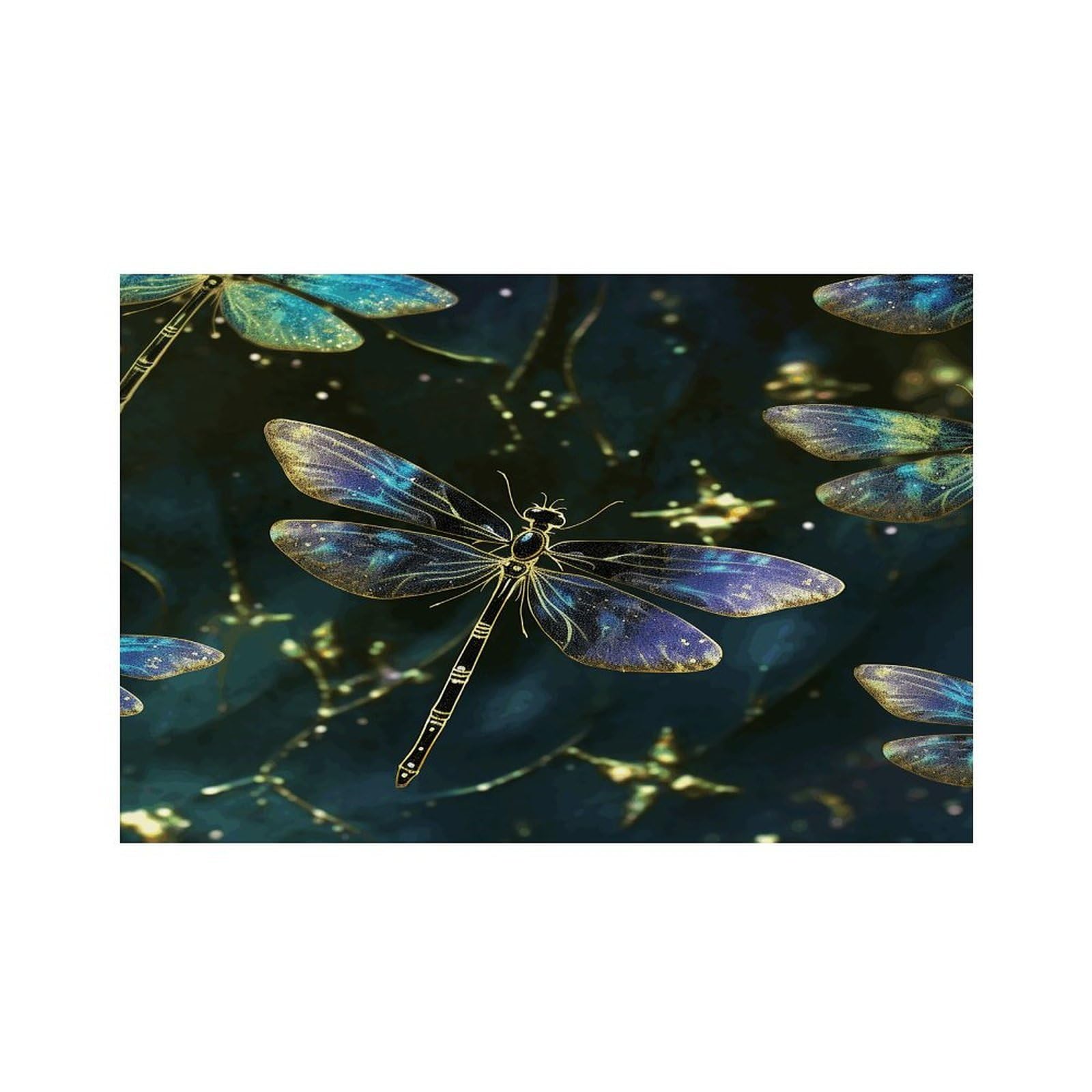 Dragonfly Placemats Non-Slip Heat Resistant Table Mats Flax Washable Cloth Place Mats Easy to Clean Premium Placemat for Kitchen Dining Table Decor Party Outdoor