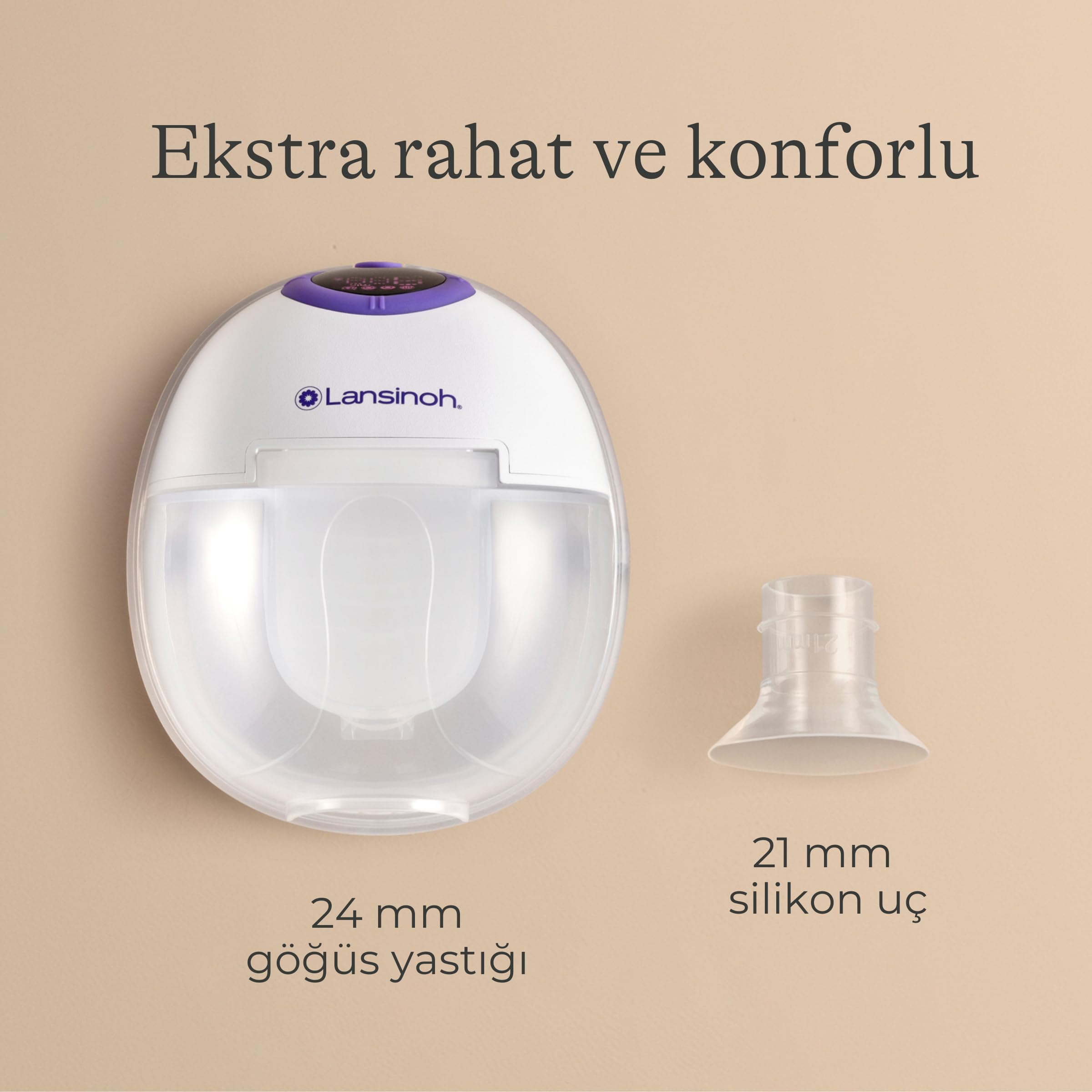 Lansinoh - Tire-lait Mains-libres Double - Discret Sans Fil - 4 Modes & 9 Niveaux Personnalisés - Écran LED avec Mémoire - Batterie Rechargeable Longue Autonomie - Confort mains libres au quotidien