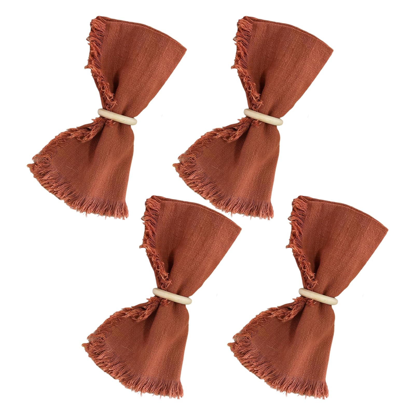 4 servilletas de lino de 45 x 45 cm, servilletas con borde de flecos, manteles individuales cuadrados, manteles individuales de lino lavables, reutilizables, para decoración de mesa, bodas, uso