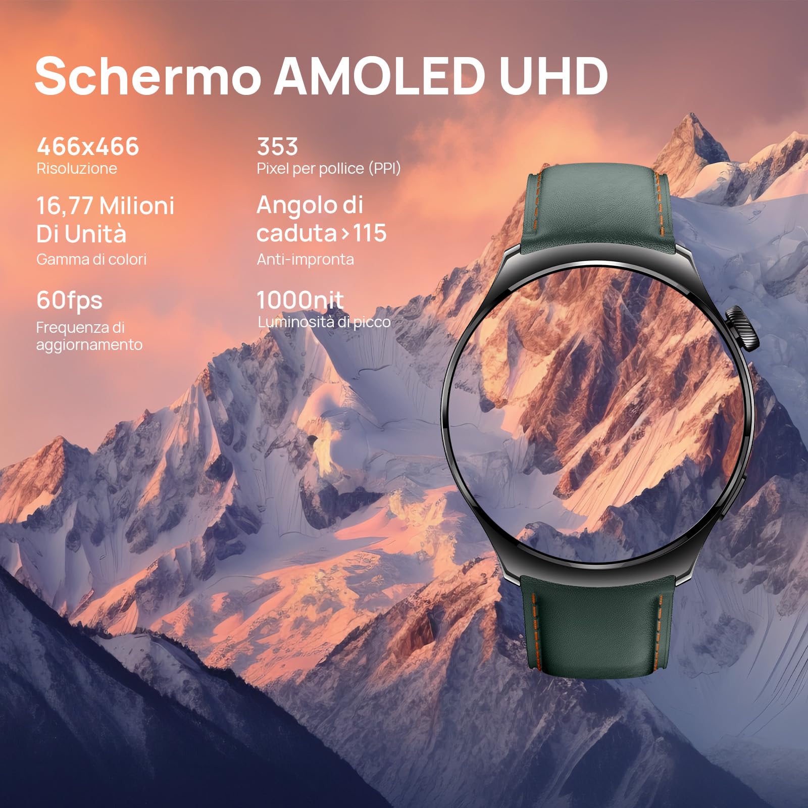 Mibro Lite3 Pro GPS orologio telefonica sportivo smartwatch da donna e uomo per android e ios con 1.32" AMOLED UHD 1000nit contapassi SpO2 misurazione,5ATM Impermeabile (verde scuro)