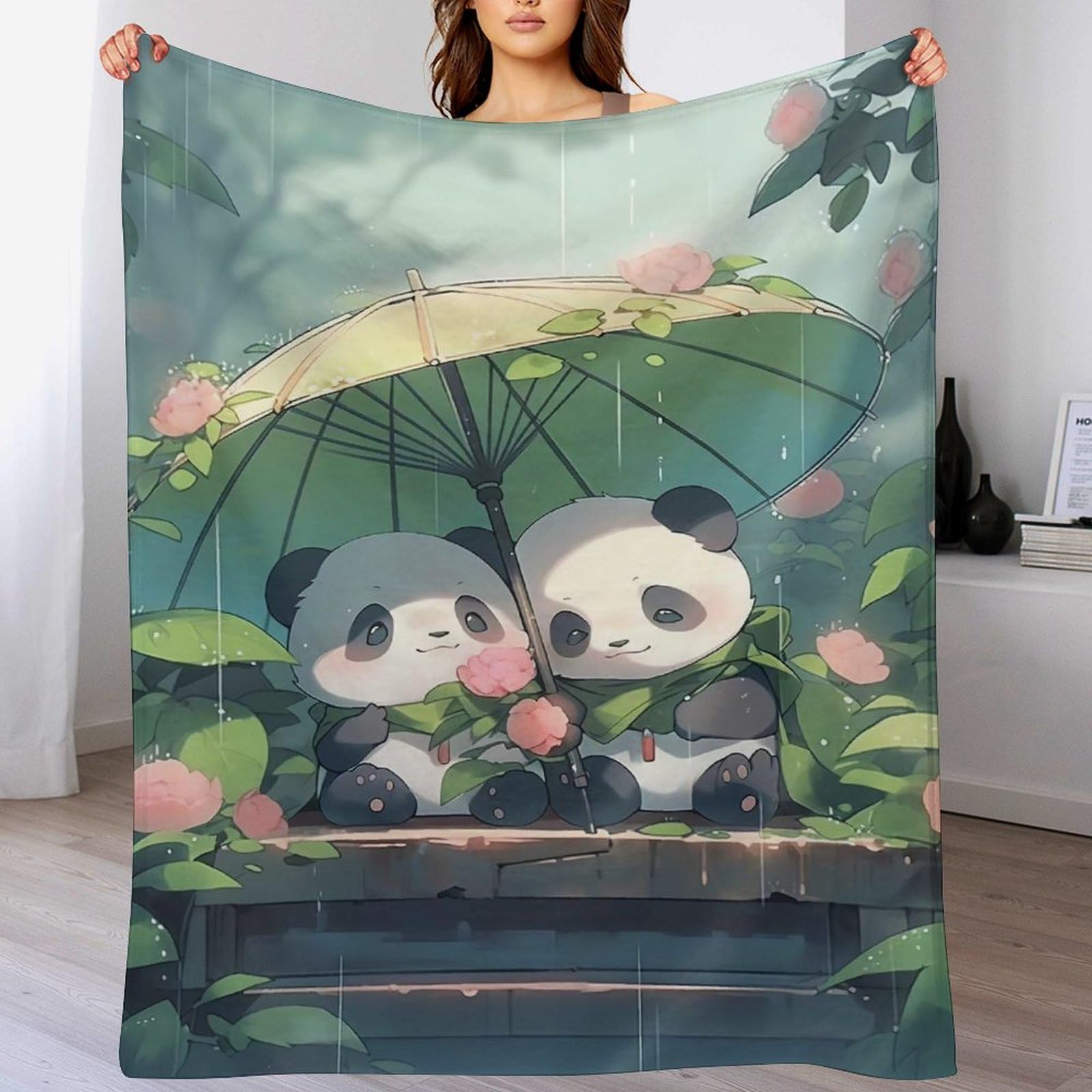 Plaid polaire canape panda couverture chaude contre le froid au lit