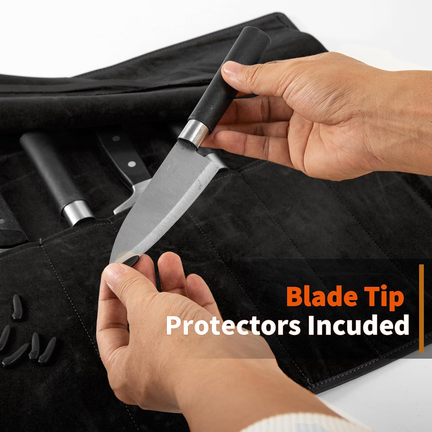 Genuine Leather Knife Roll, Knife Bags for Chefs Professional, Small Chef'S Knife Case Holder, Knives Holders Protectors with 7 Slots, Portable Chef Knife Roll Chef Knife Bag