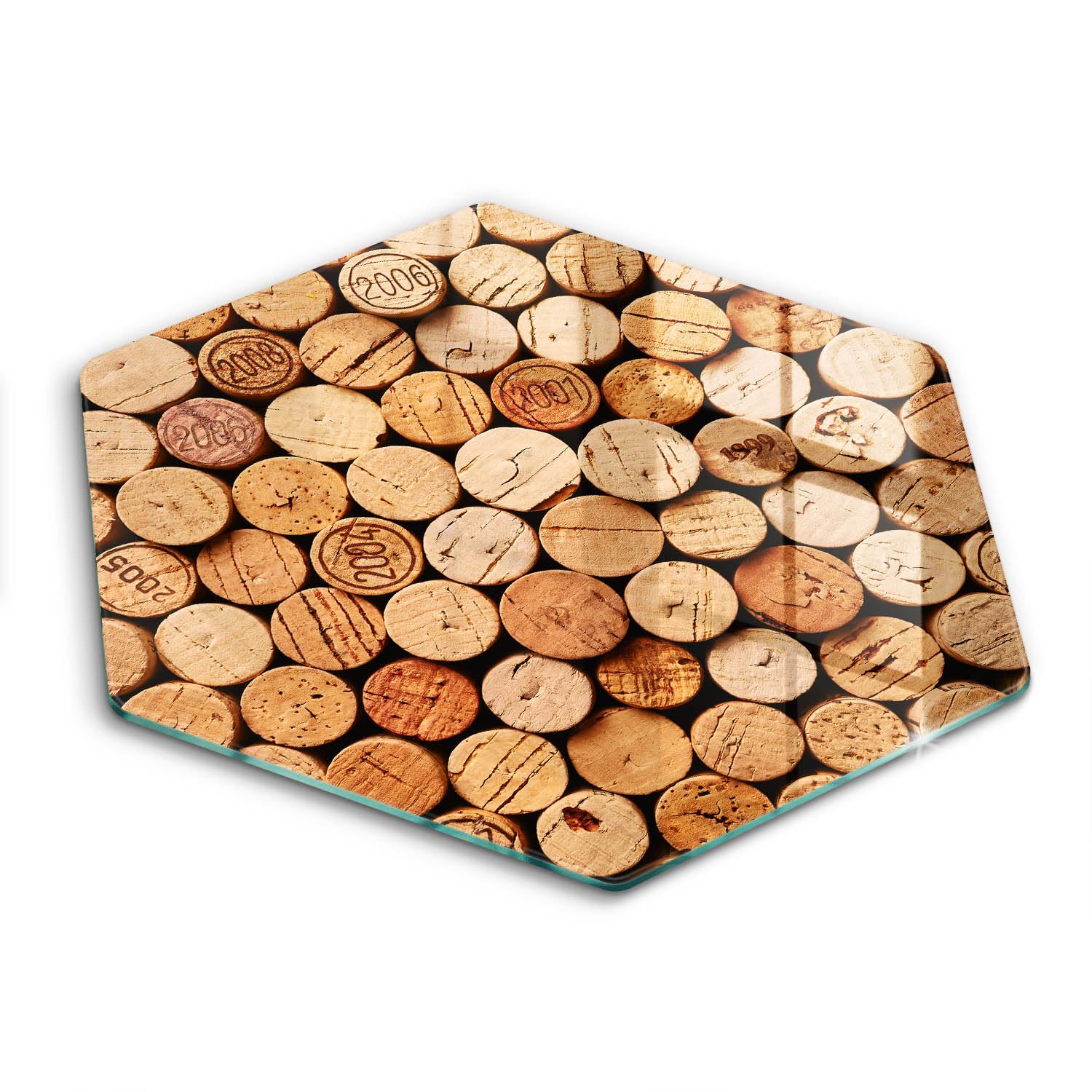 Planche à découper en forme hectagonale Wallfluent motif bouteilles de vin