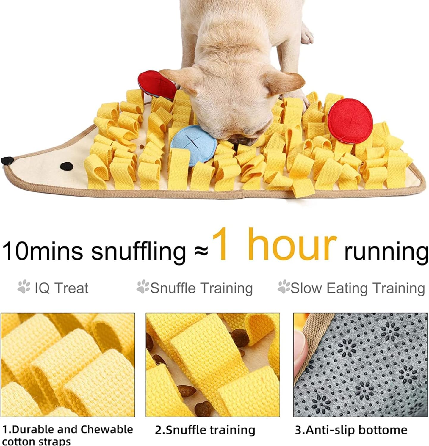 Hedgehog Snuffle Mat for Dogs, Pet Dog Feeding Mat,Nosework Feeding Blanket Sniffing Pad for Interactive Games, Dog Puzzle Mat for Puppies,Encourages Natural Foraging Skills