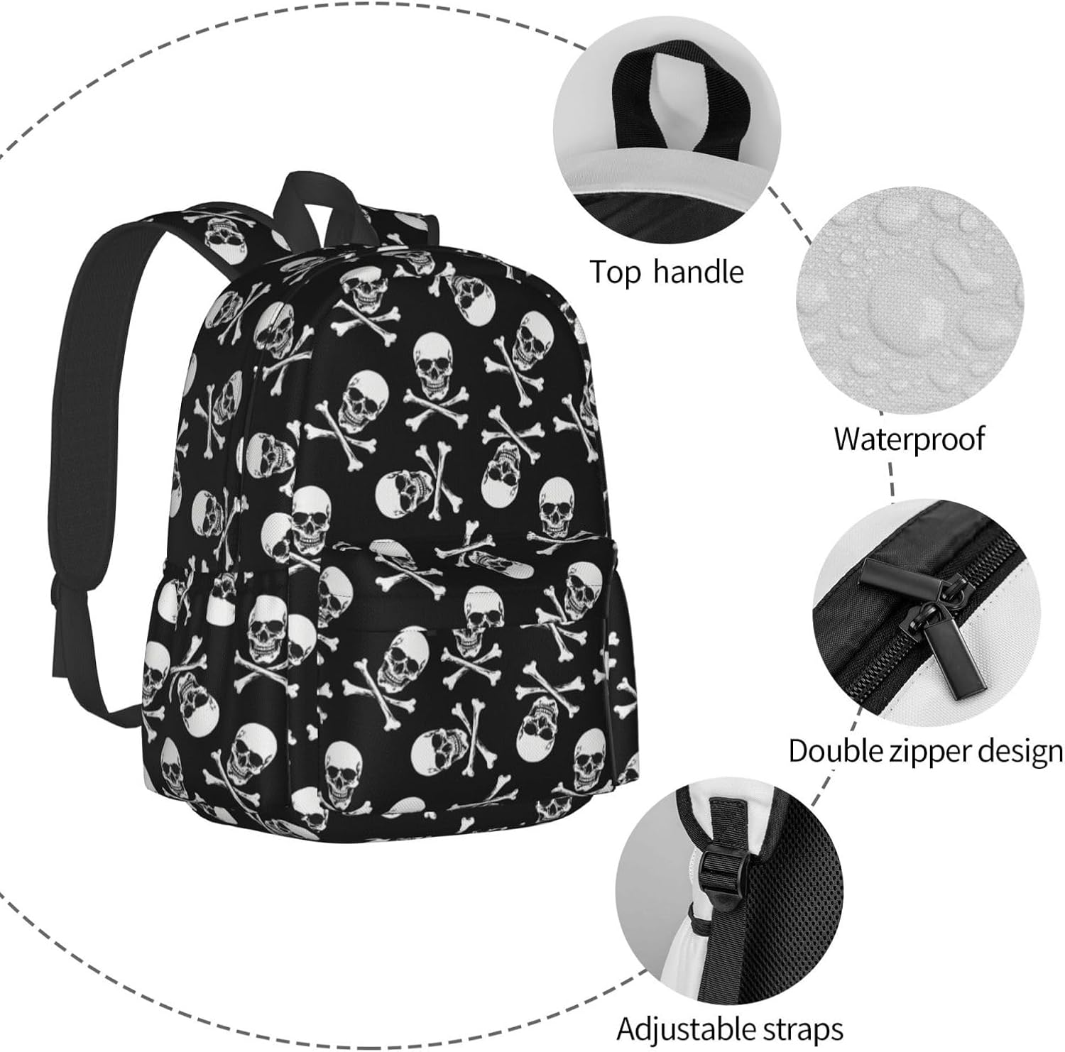 Skull Backpack Laptop Backpacks Multipurpose Daypack For Men Women Travel Hiking