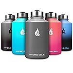 HYDRO CELL Stainless Steel Insulated Water Bottle with Straw - For Cold & Hot Drinks - Metal Vacuum Flask with Screw Cap and Modern Leakproof Sport Thermos for Adults (Graphite 64oz)
