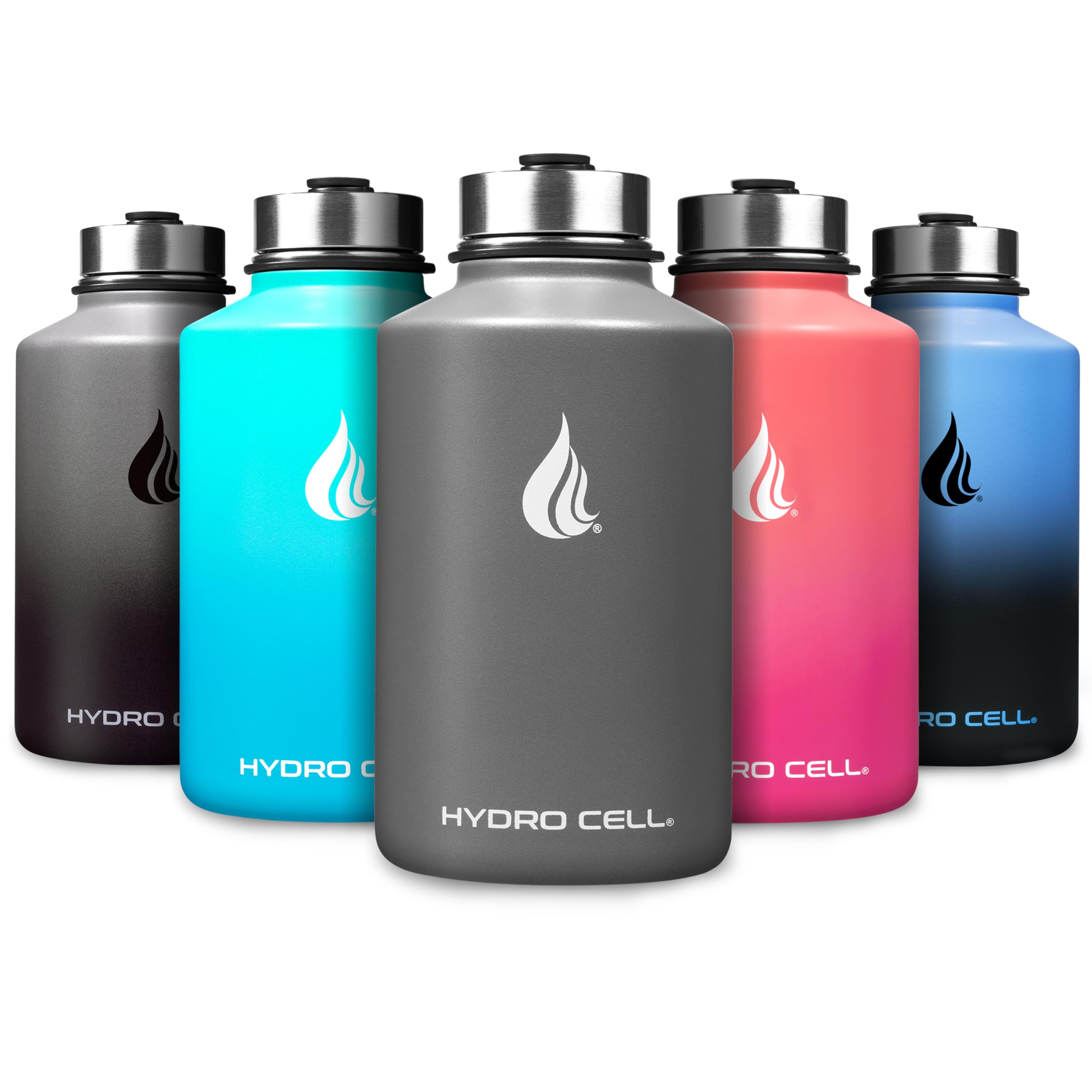 HYDRO CELL Stainless Steel Insulated Water Bottle with Straw - For Cold & Hot Drinks - Metal Vacuum Flask with Screw Cap and Modern Leakproof Sport