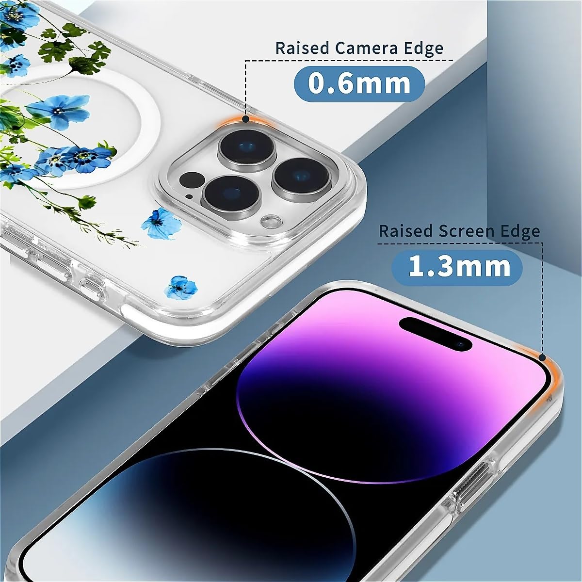 DAIZAG Magnetic Case For IPhone 16 Pro,Pressed Flower Fruit Yellow Design On Clear Base Compatible With MagSafe,Drop Protection Shockproof Case For IPhone 16 Pro White-1271089