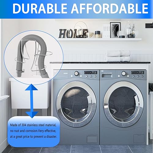 Miniatura 5 de Soporte para manguera de drenaje para lavadora, gancho ajustable para manguera de drenaje, clip guía de manguera de lavadero, abrazadera universal