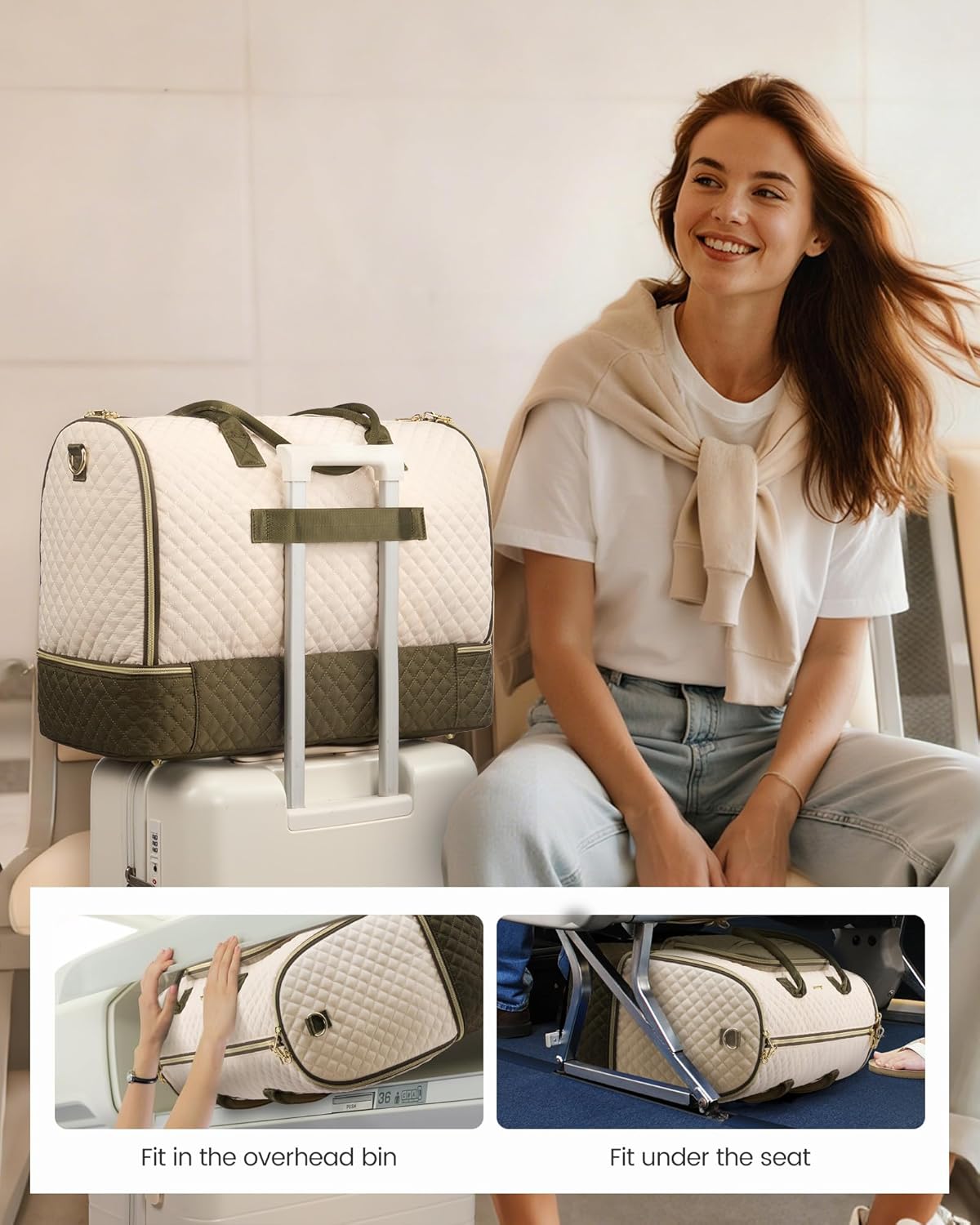 LOVEVOOK Convertible Travel Duffle Bag for Women Men, Garment Bag for Travel, Quilted Overnight Weekender Carry On Duffel Bags for Airplane, Suit Bags for Trip, Business - Image 5