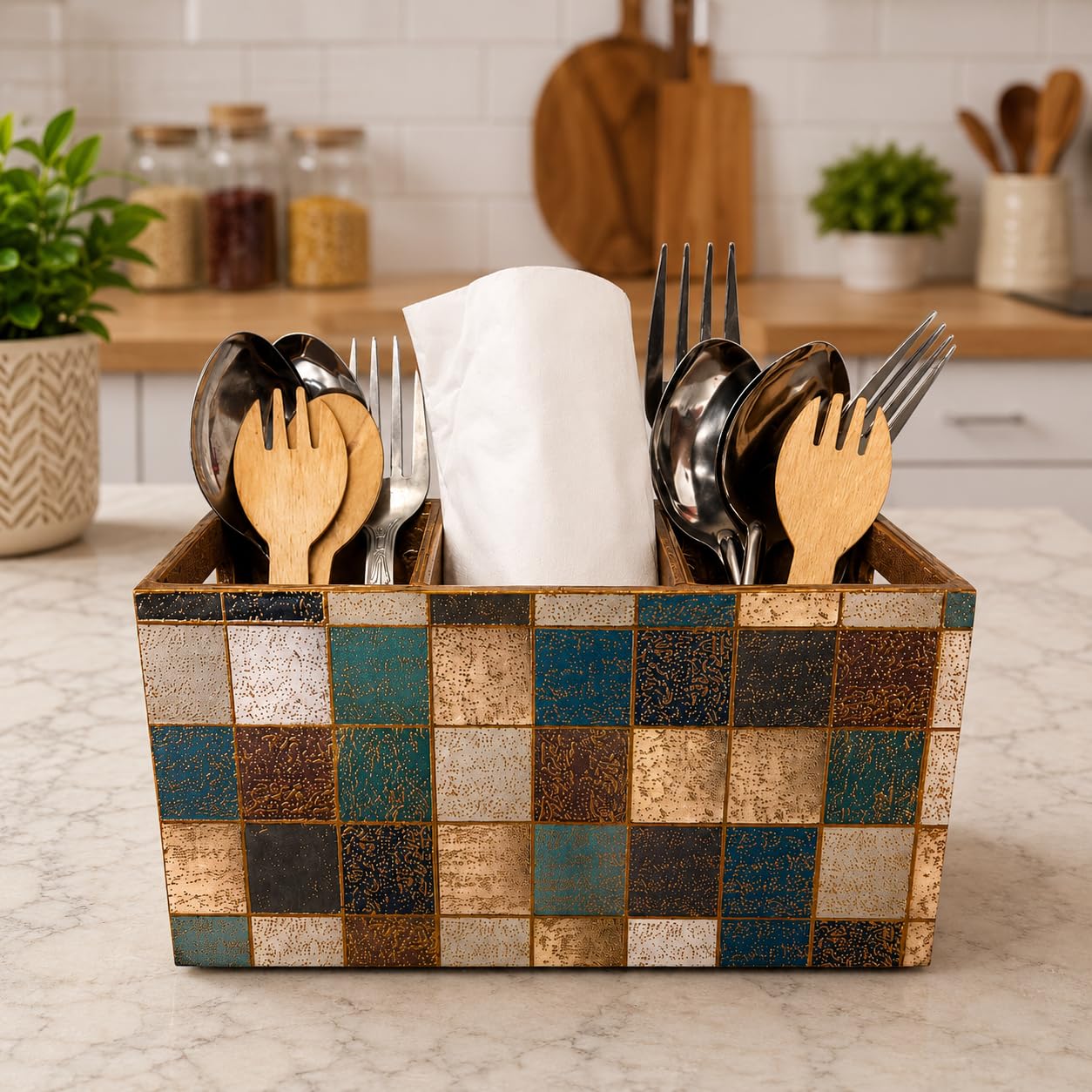 Handcrafted Cutlery Holder - 3 Compartments -1