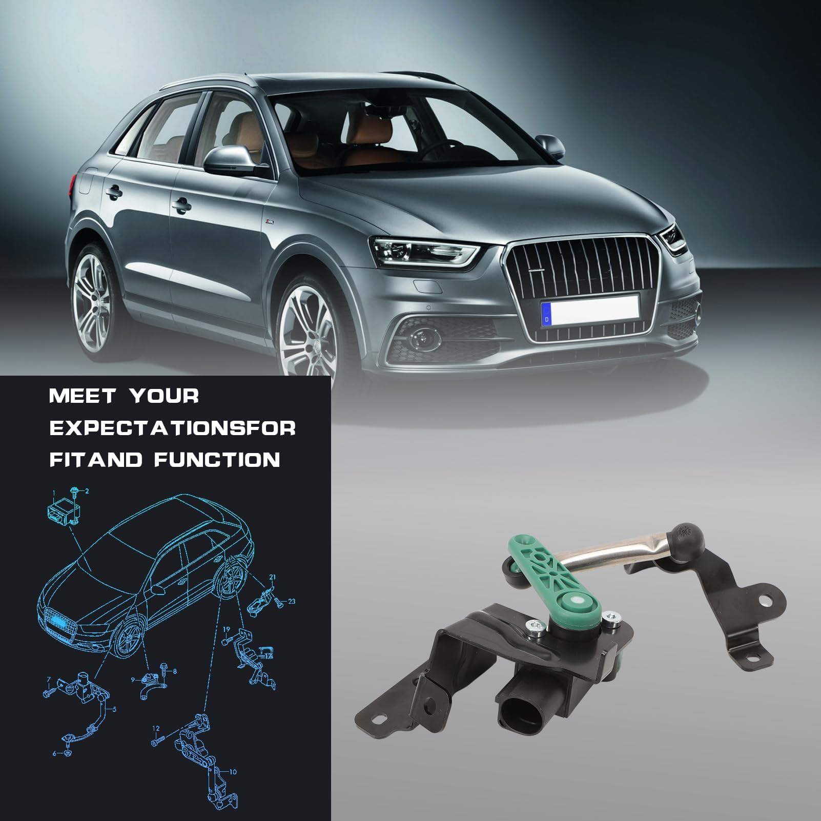 Niveausensor Höhensensor Hinten Links Kompatibel Mit Q3 8UB 8UG CC EOS Passat B7 362 3C2 365 Golf VI 5K1 Scirocco 137 138 Tiguan 5N Touran 1T3 3C0941307A Koppelstange Höhen-Sensor