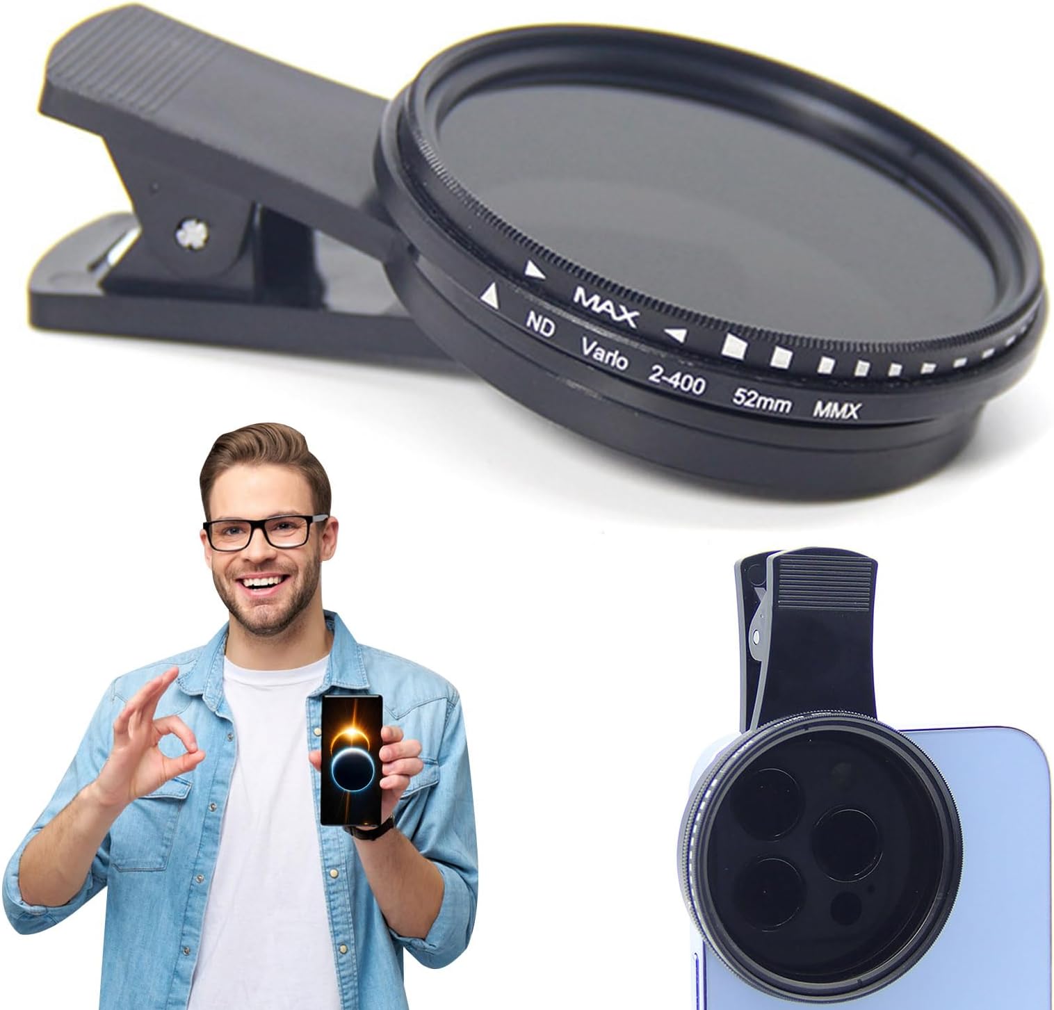 52mm ClipOn Cpl/Nd 2400 Polarizer, Solar Eclipse Cell