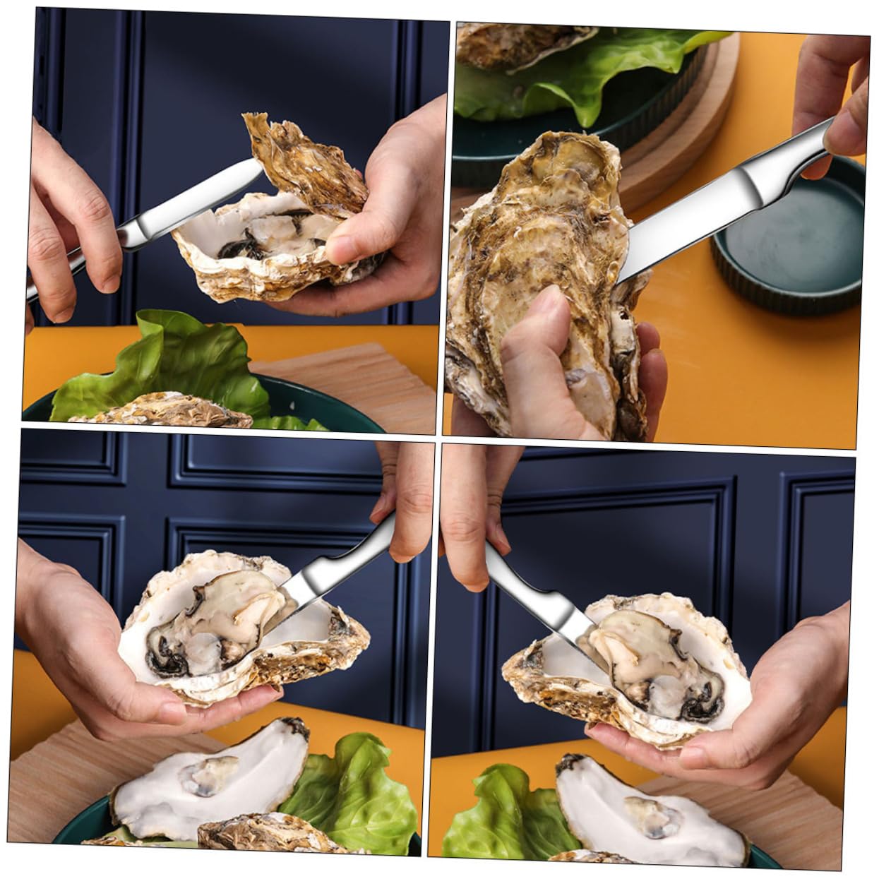 3piezas Cortador De Ostras Multifuncional De Inoxidable Mango Ergonómico Herramienta De Para Cocina Para Restaurantes y