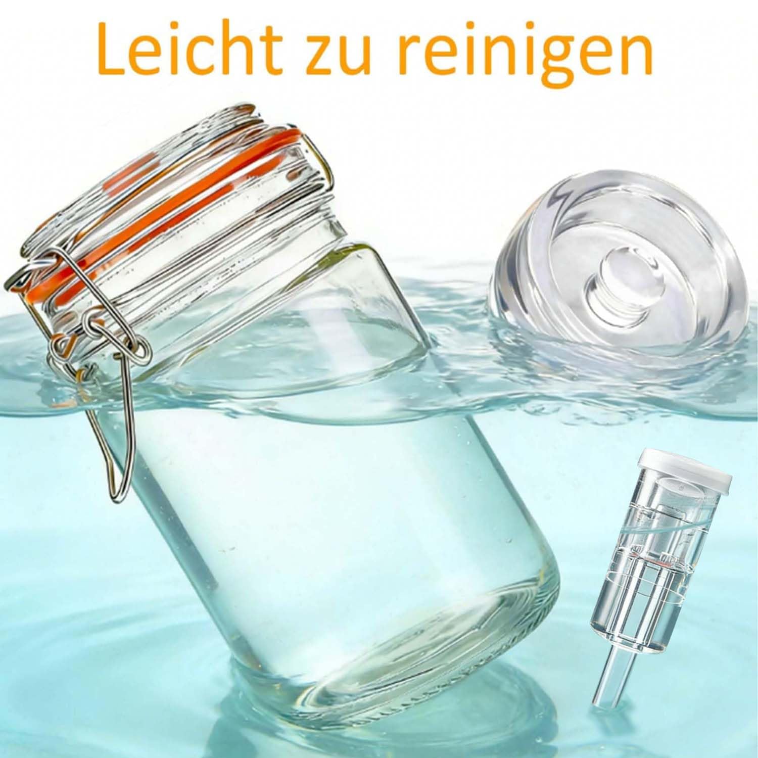 2 bocaux de fermentation de 1,5 L, avec valve et poids, pour la fermentation et la préparation de choucroute, kimchi, kombucha et cornichons,Transparents