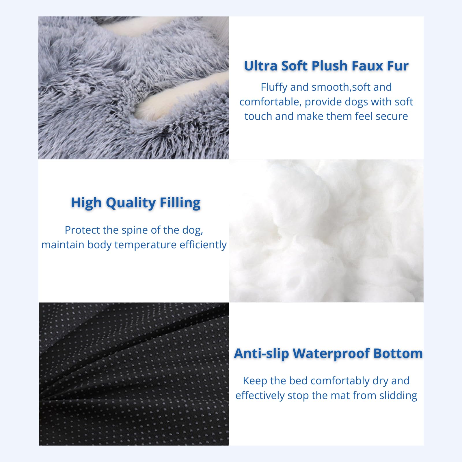 MeowMua Fluffy Dog Crate Bed for Large Medium Dogs, Plush Faux Fur Dog Crate Pad,Washable Cozy Mat with Anti-Slip Bottom?35.0'' L × 23.0'' W × 3.0'' Th?